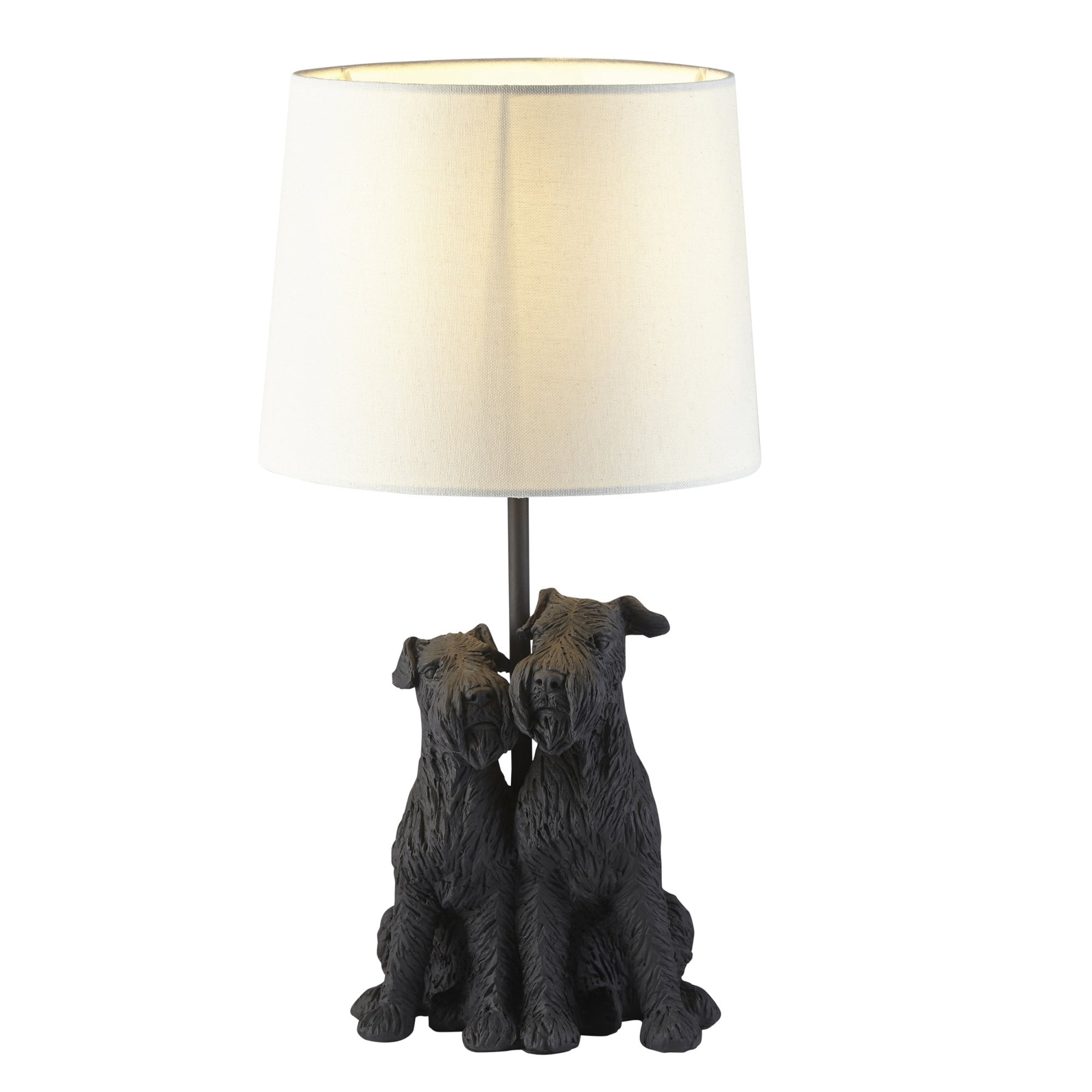 Endon Westie Single Table Light - Matt Black & Natural Linen