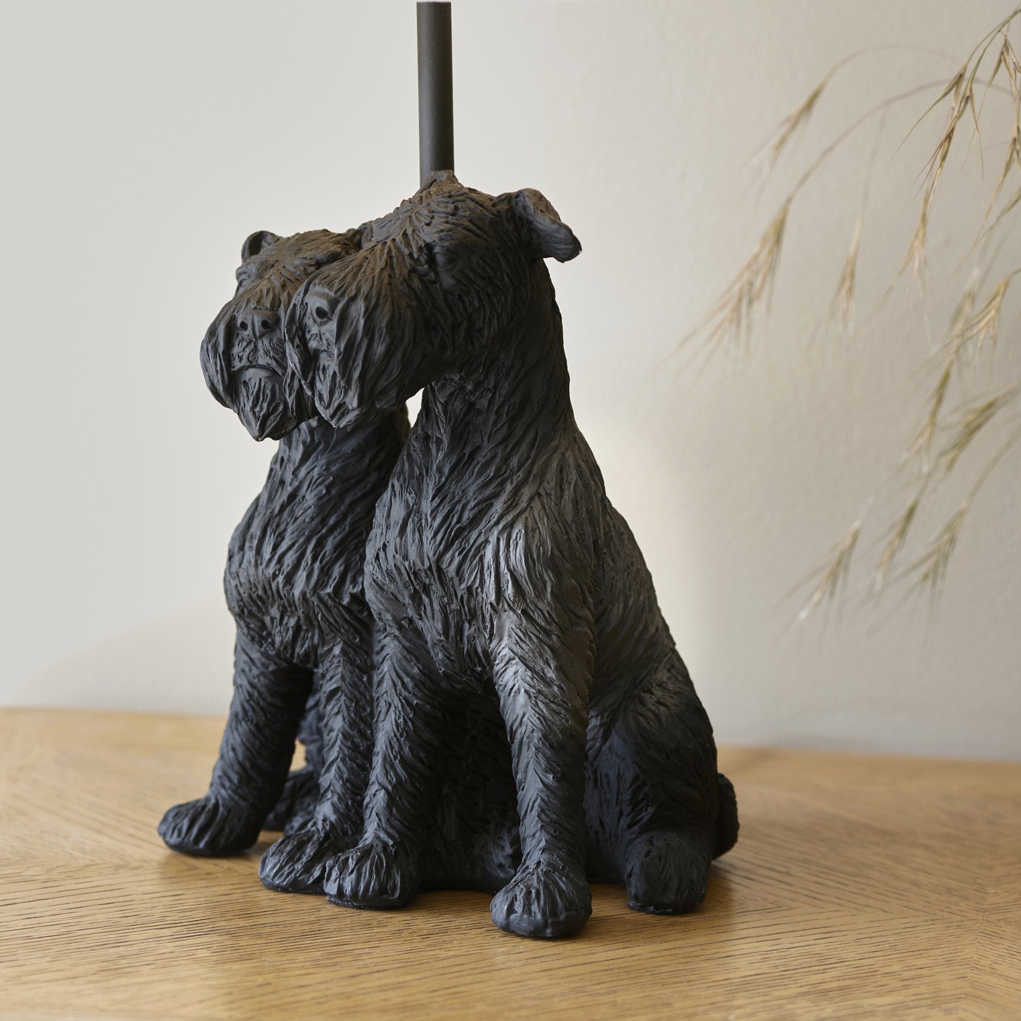 Endon Westie Single Table Light - Matt Black & Natural Linen