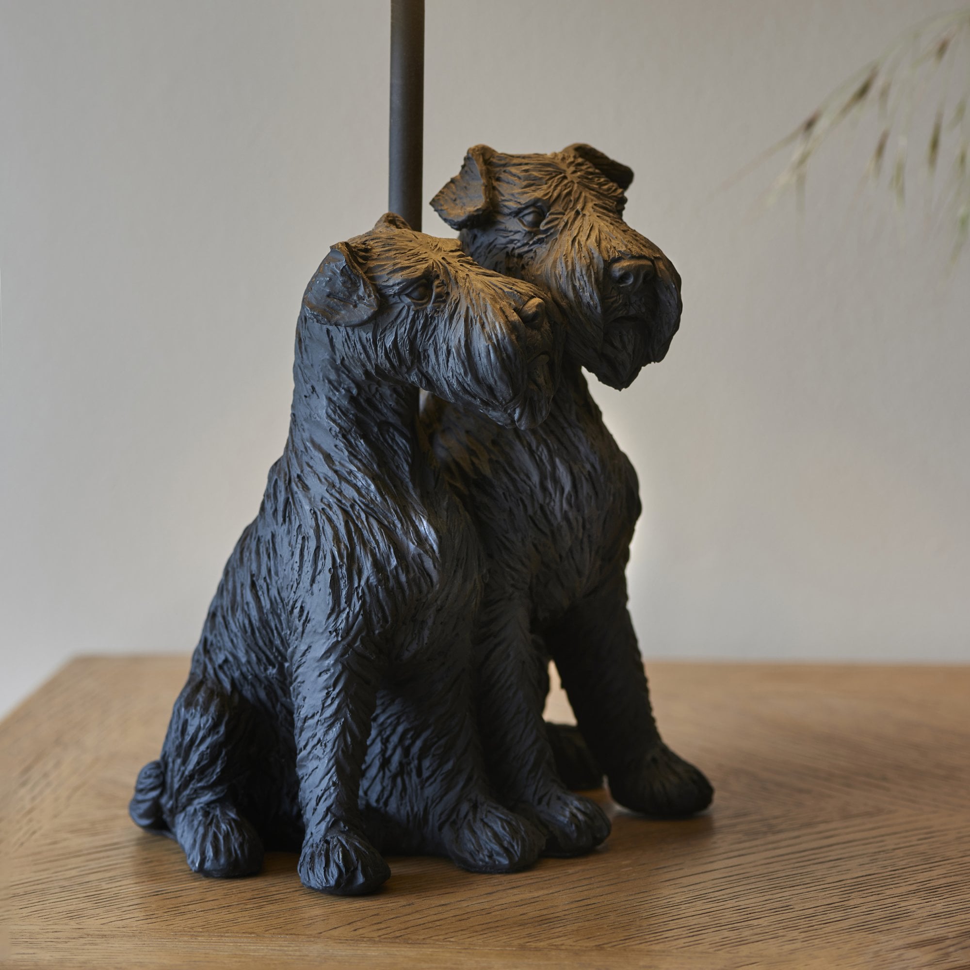 Endon Westie Single Table Light - Matt Black & Natural Linen