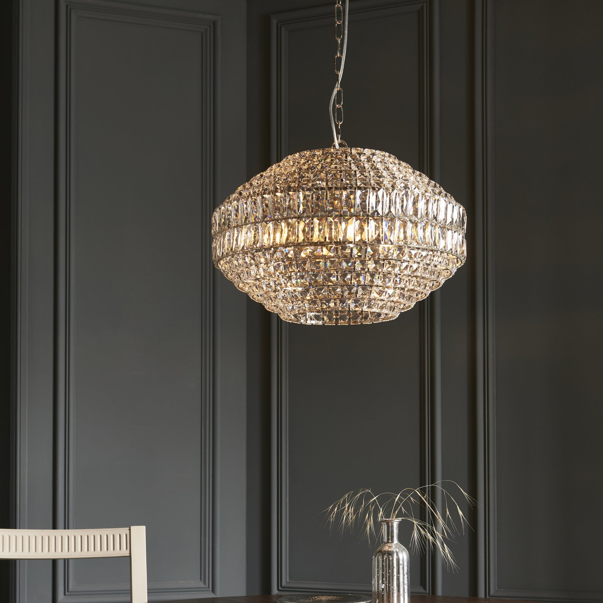 Endon Celestial 5 Light Pendant - Bright Nickel Plate & Clear Crystal