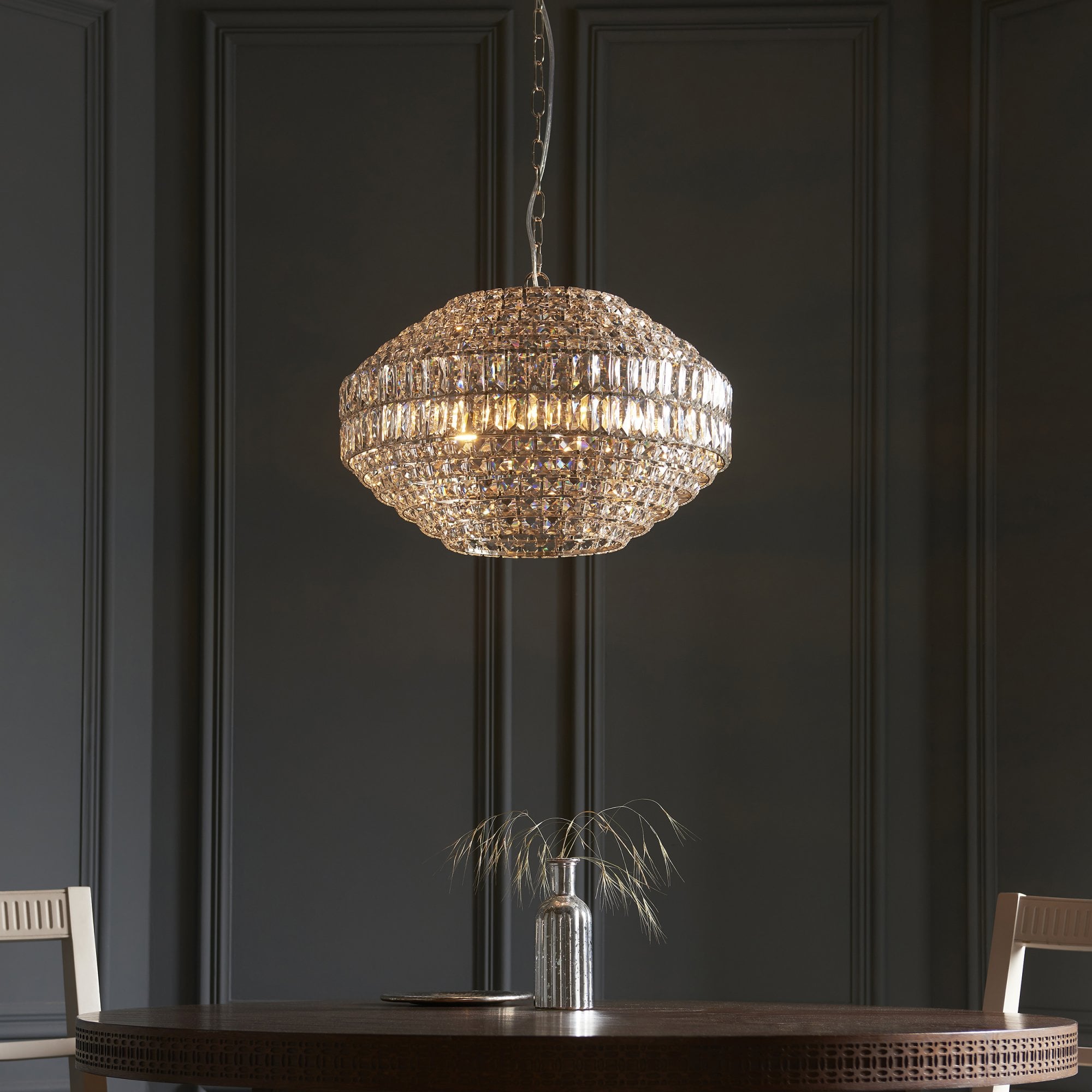 Endon Celestial 5 Light Pendant - Bright Nickel Plate & Clear Crystal