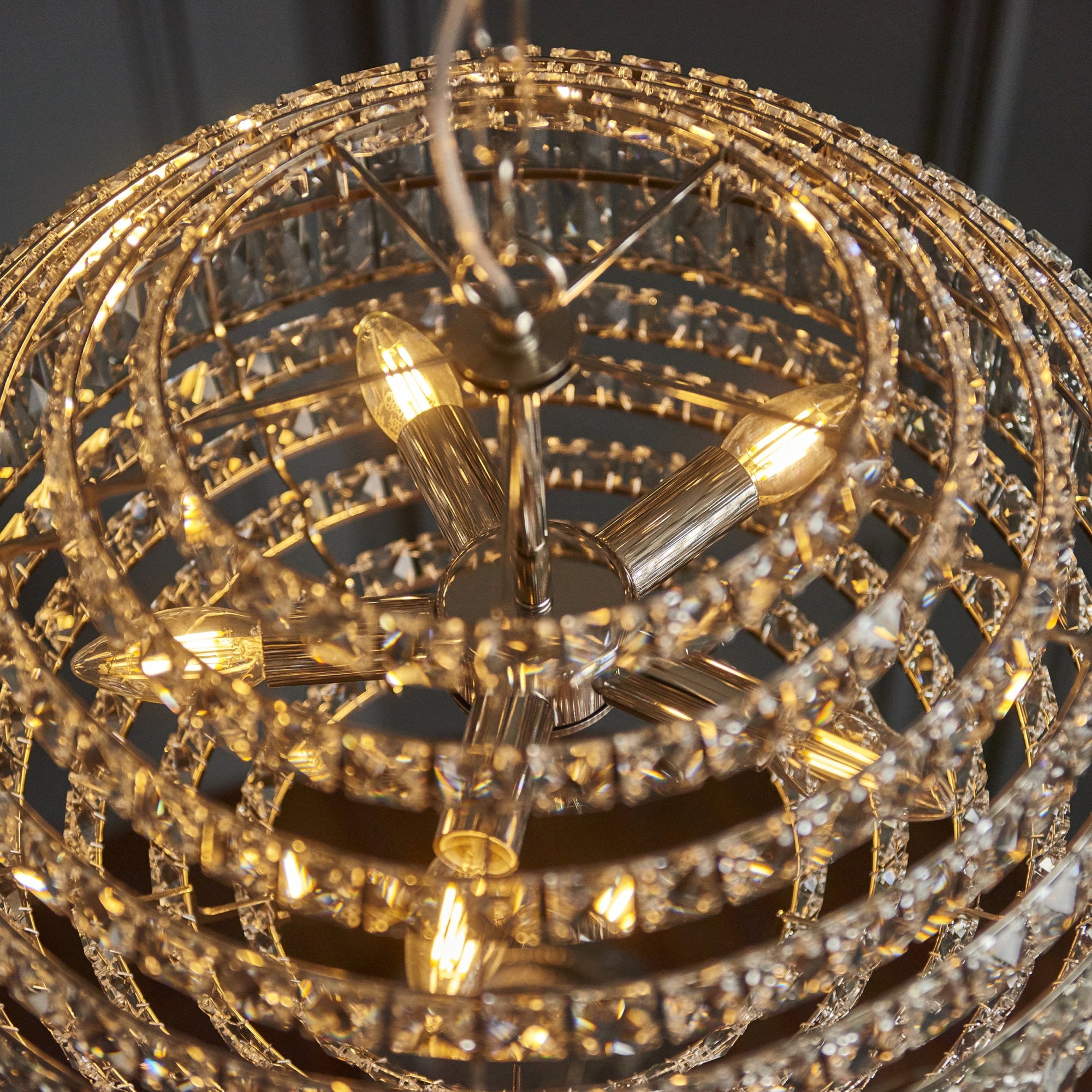 Endon Celestial 5 Light Pendant - Bright Nickel Plate & Clear Crystal