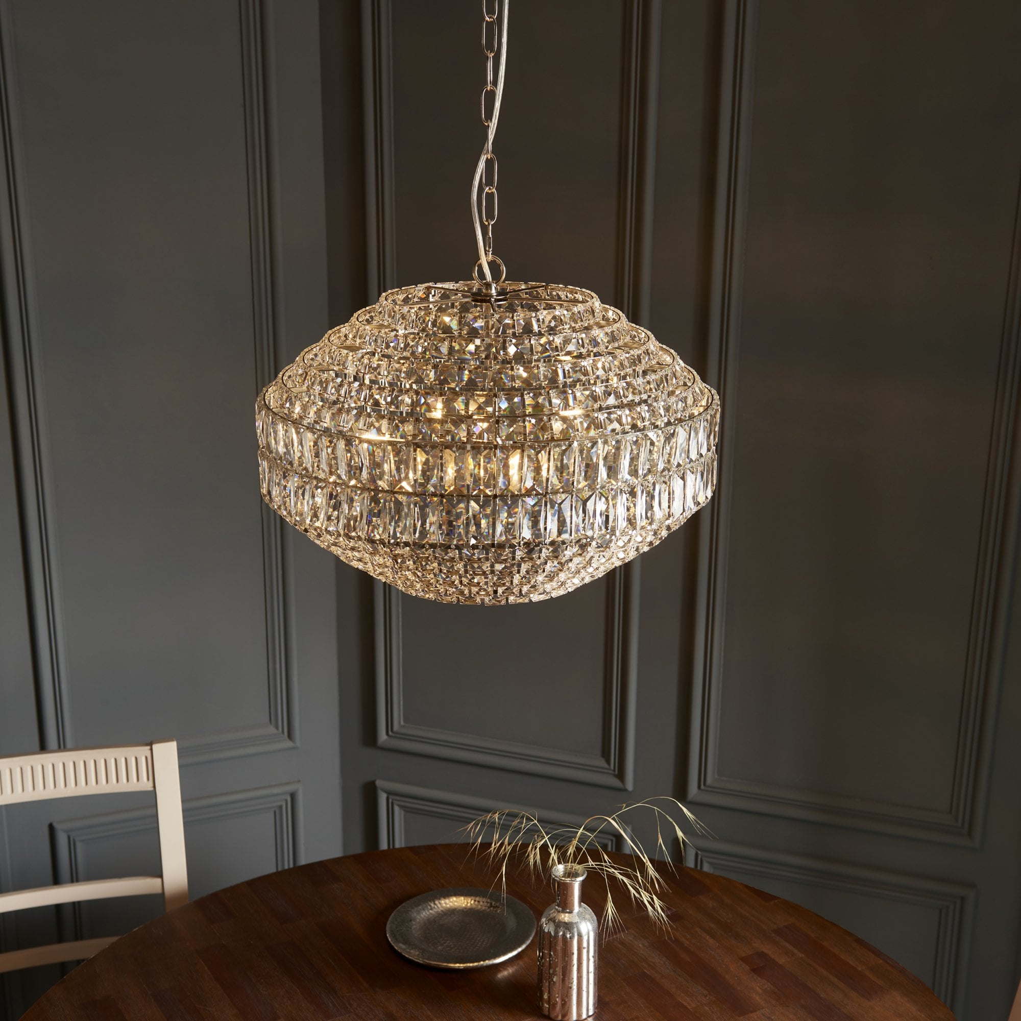 Endon Celestial 5 Light Pendant - Bright Nickel Plate & Clear Crystal