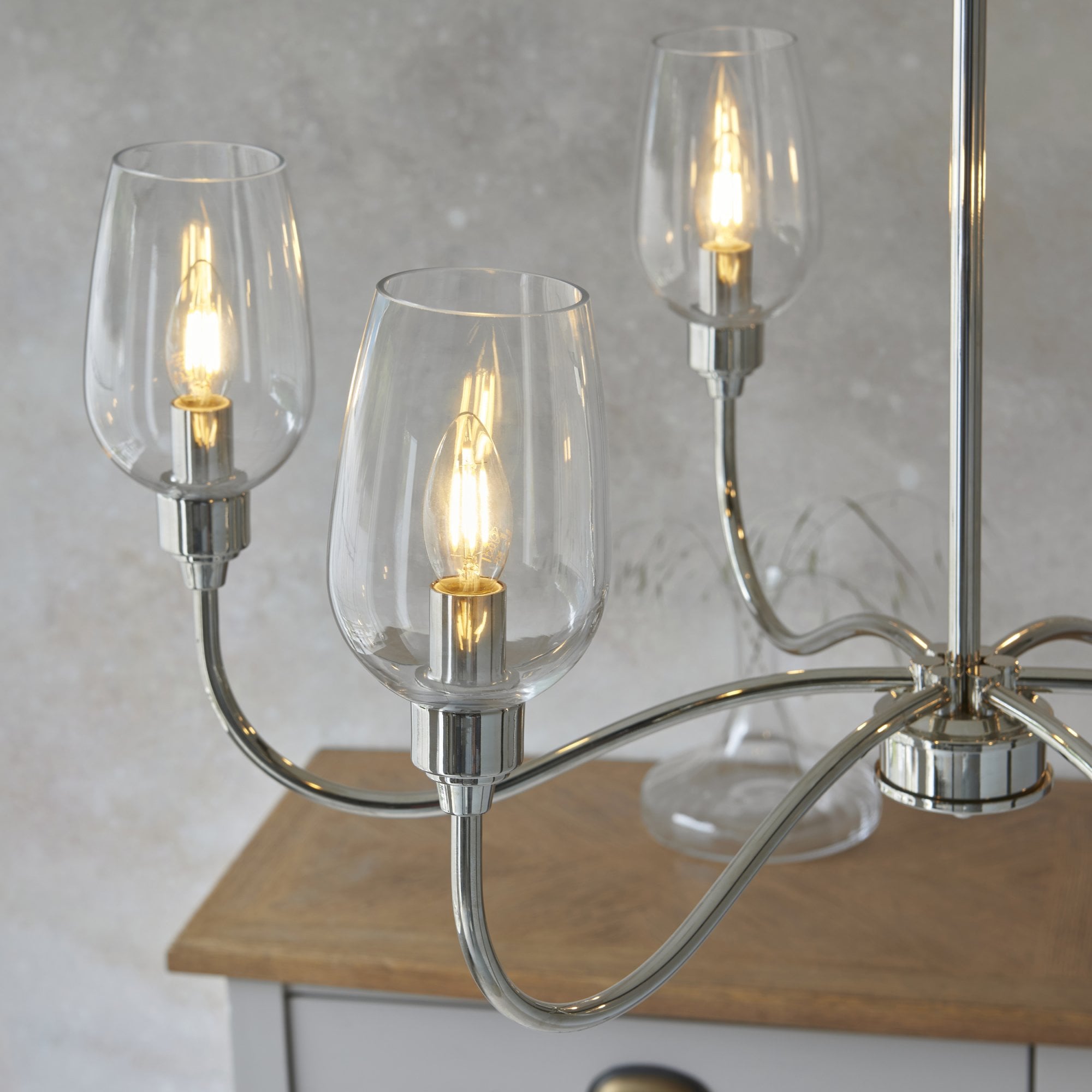 Utopia Walton 6 Light Pendant - Bright Nickel Plate & Clear Glass