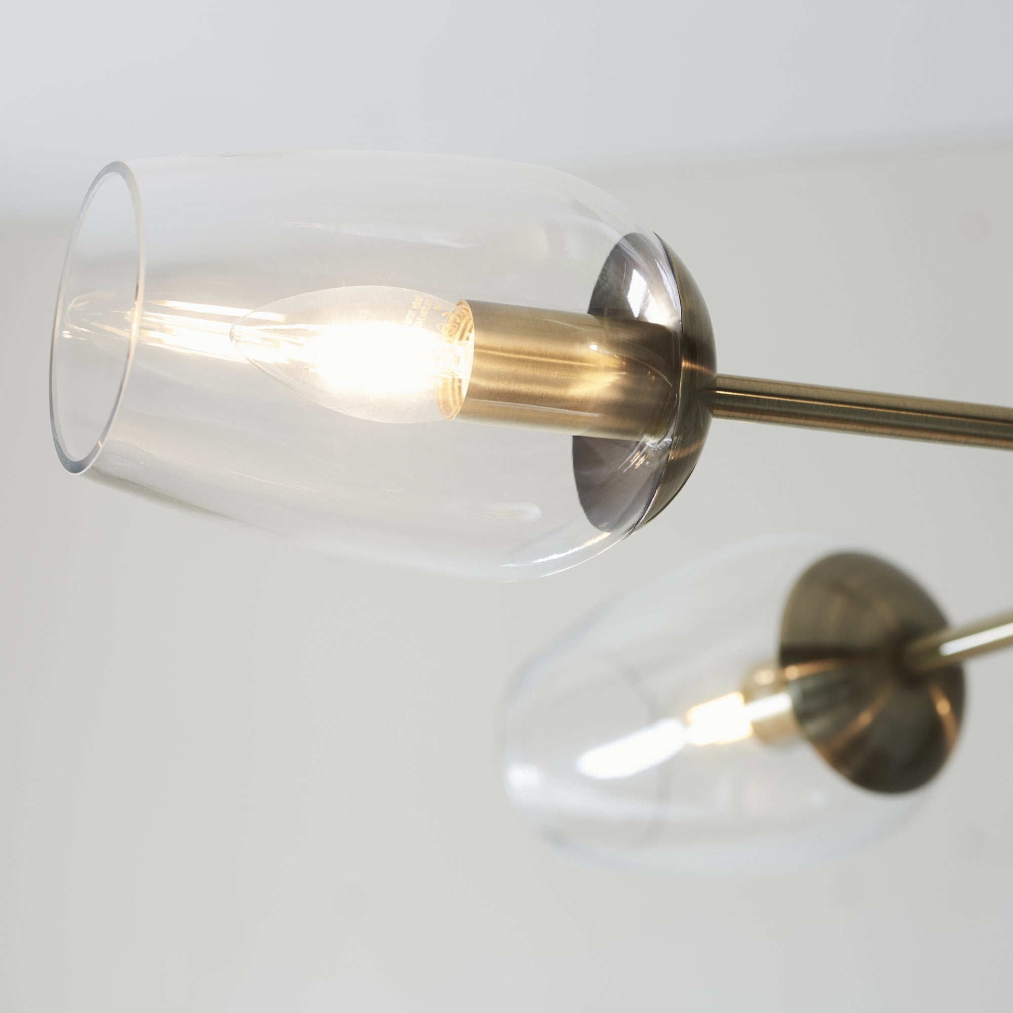 Endon Walton 6 Light Adjustable Pendant - Antique Brass Plate & Clear Glass