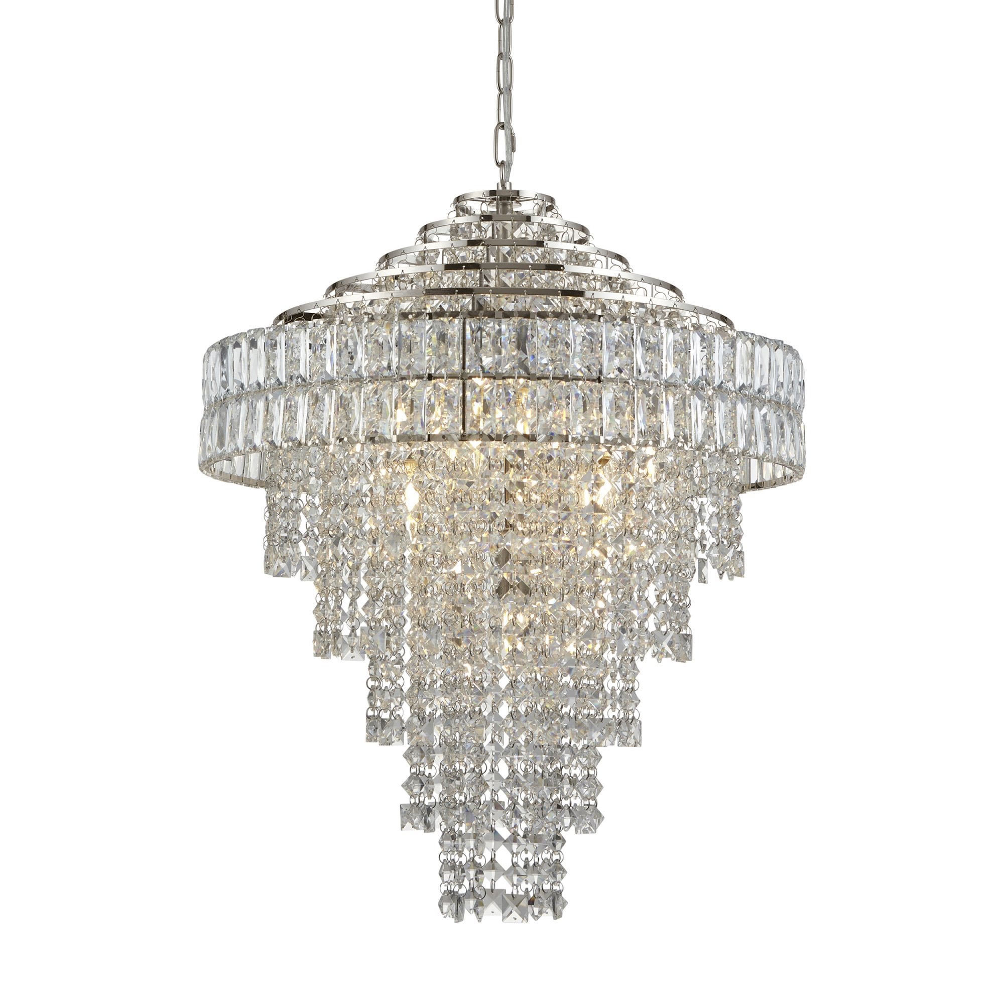 Endon Celestial 7 Light Tiered Pendant - Bright Nickel Plate & Clear Crystal