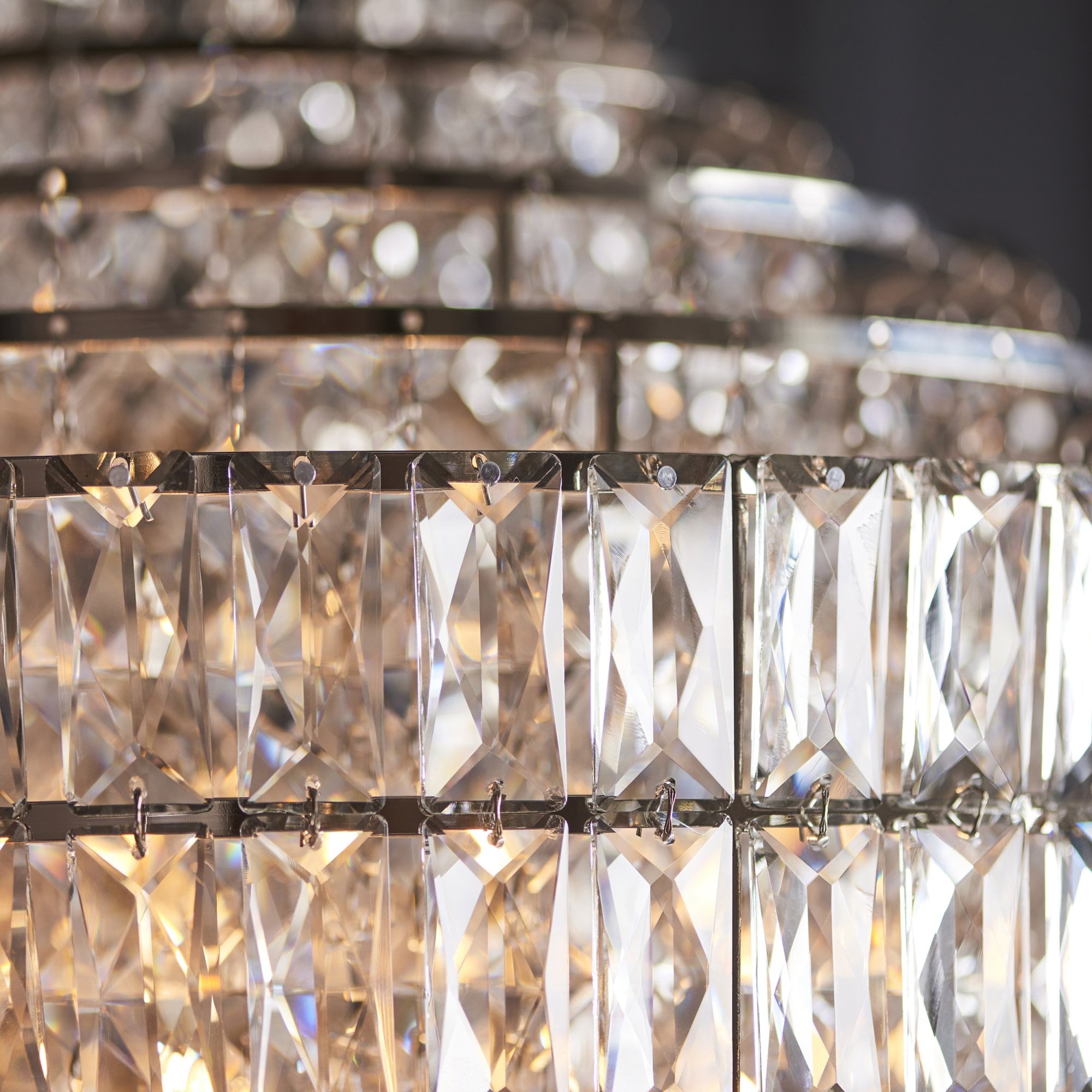 Endon Celestial 7 Light Tiered Pendant - Bright Nickel Plate & Clear Crystal