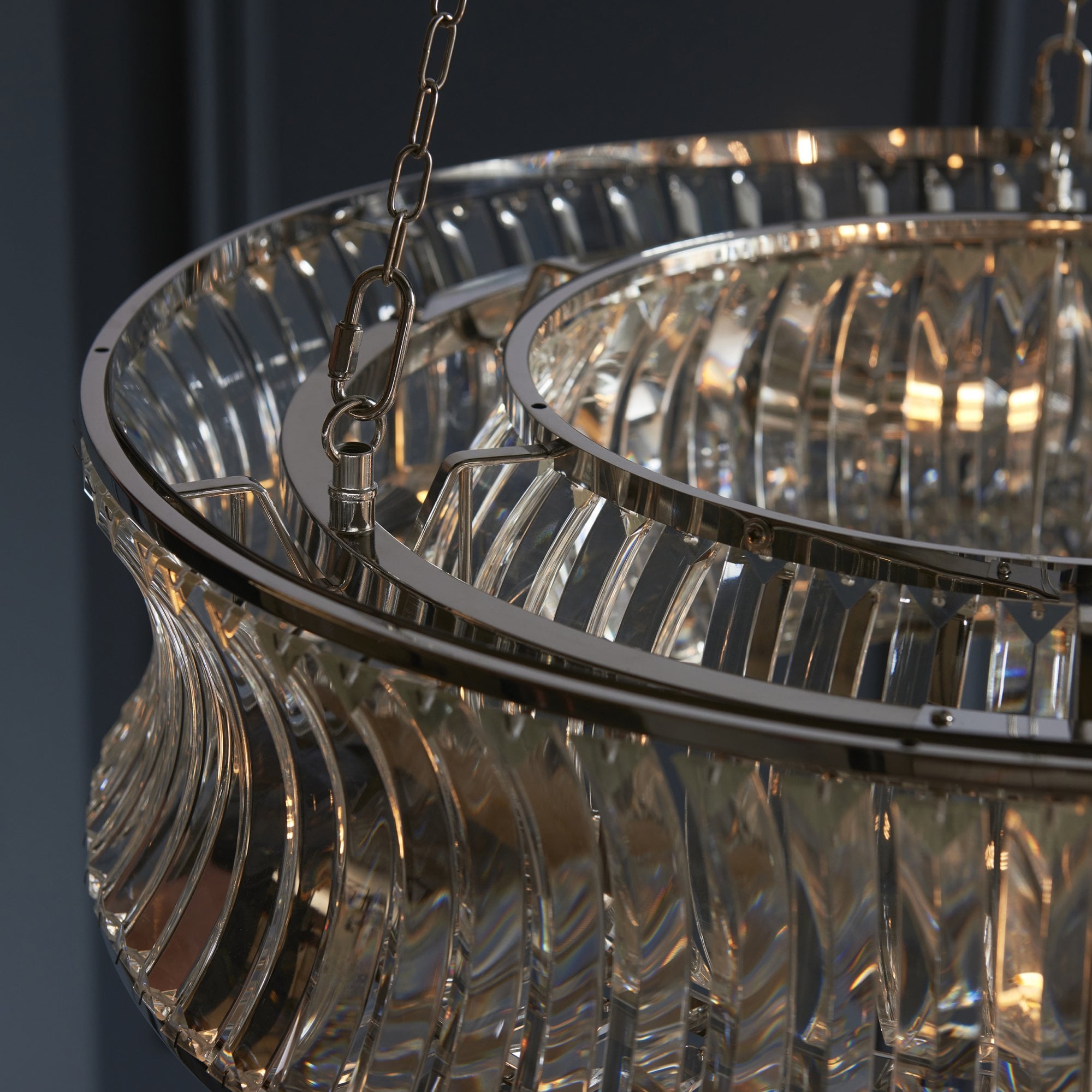 Utopia Bow 6 Light Pendant - Bright Nickel Plate with Crystal & Clear Glass