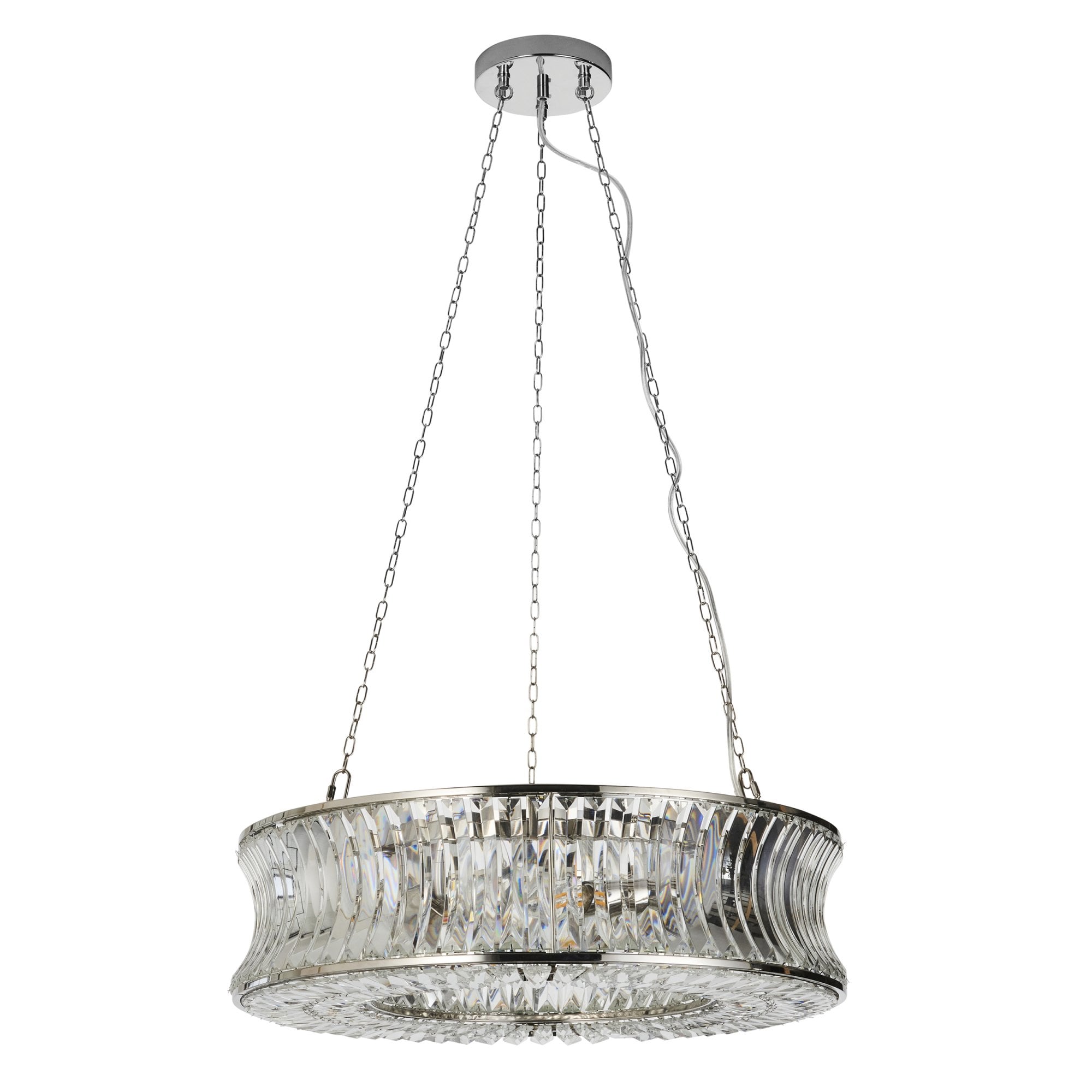 Utopia Bow 6 Light Pendant - Bright Nickel Plate with Crystal & Clear Glass