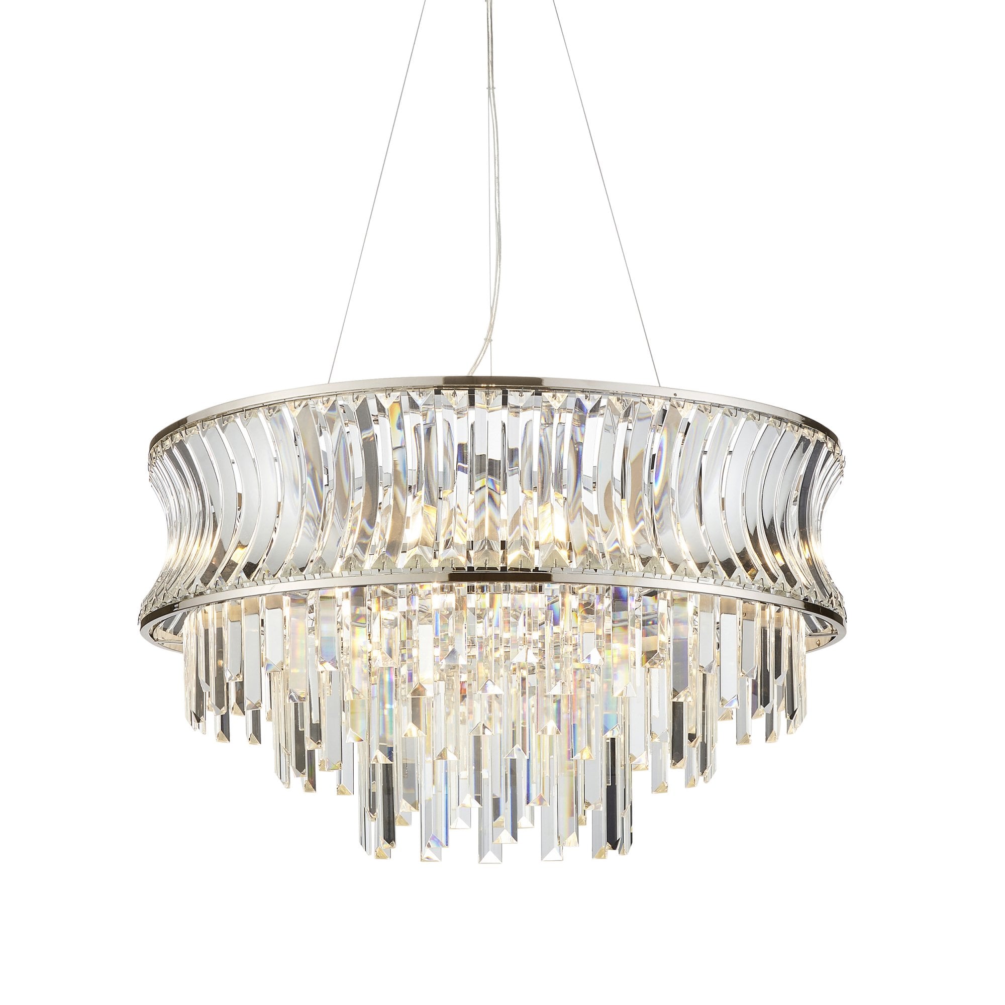 Utopia Bow 9 Light Pendant - Bright Nickel Plate with Crystal & Clear Glass