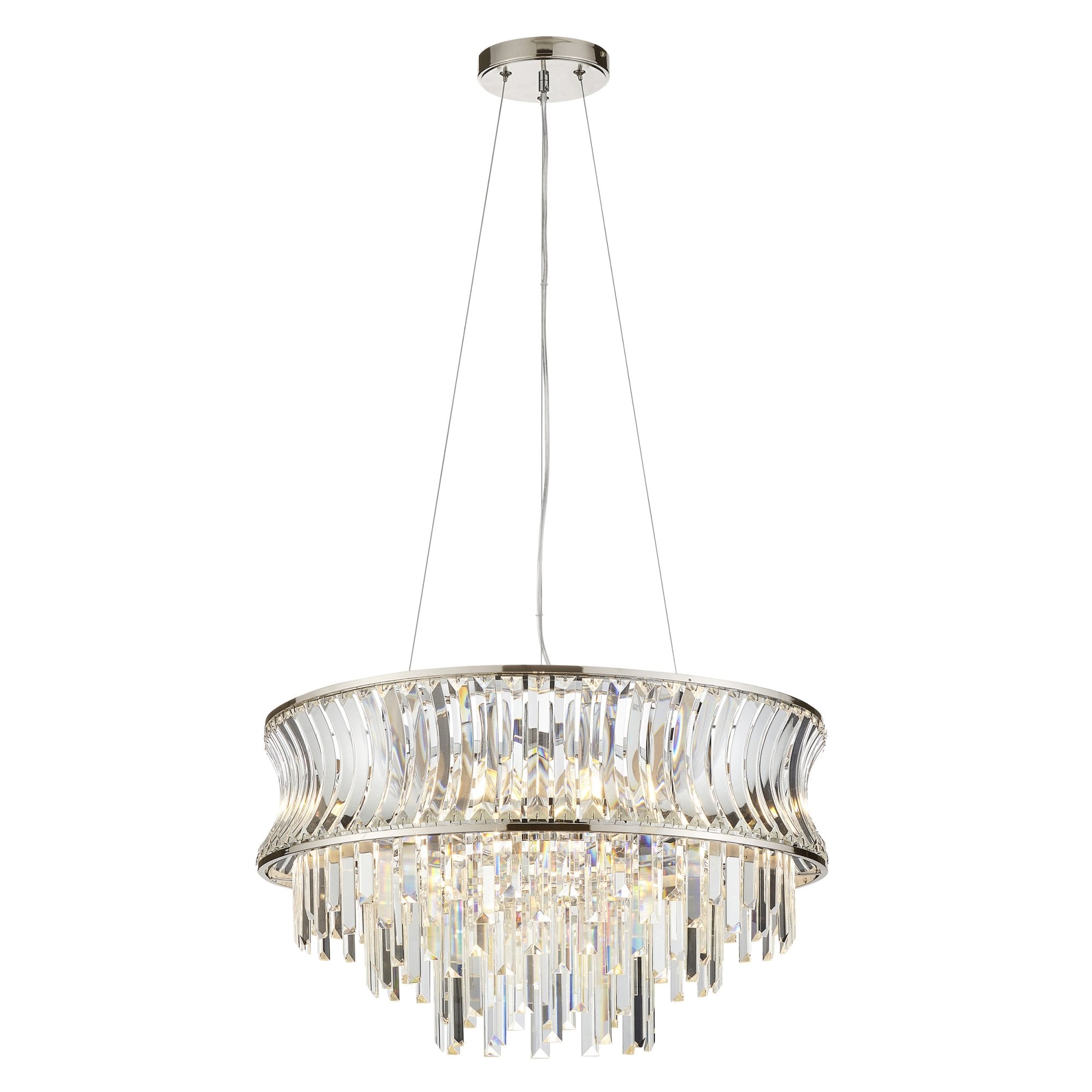 Utopia Bow 9 Light Pendant - Bright Nickel Plate with Crystal & Clear Glass