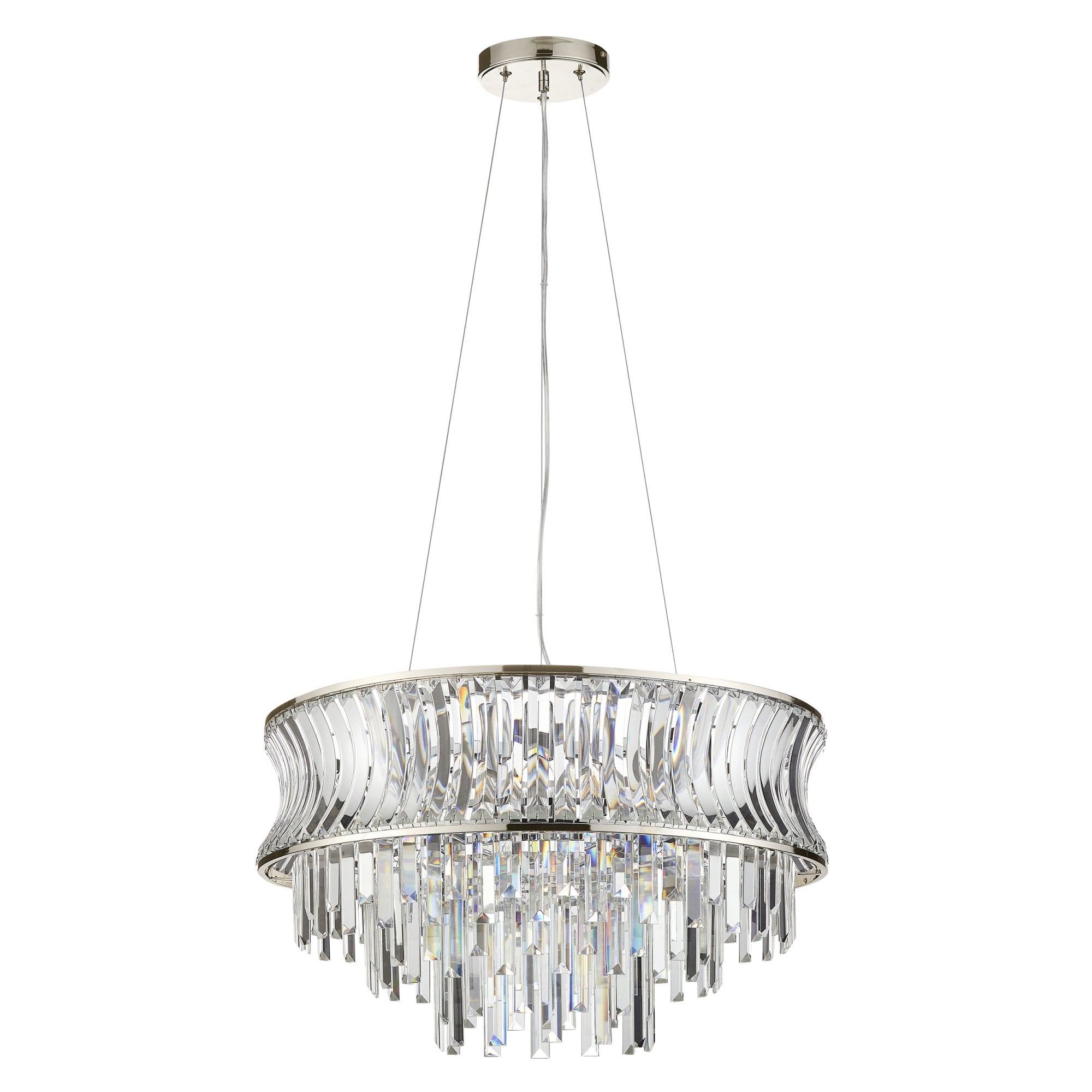 Utopia Bow 9 Light Pendant - Bright Nickel Plate with Crystal & Clear Glass