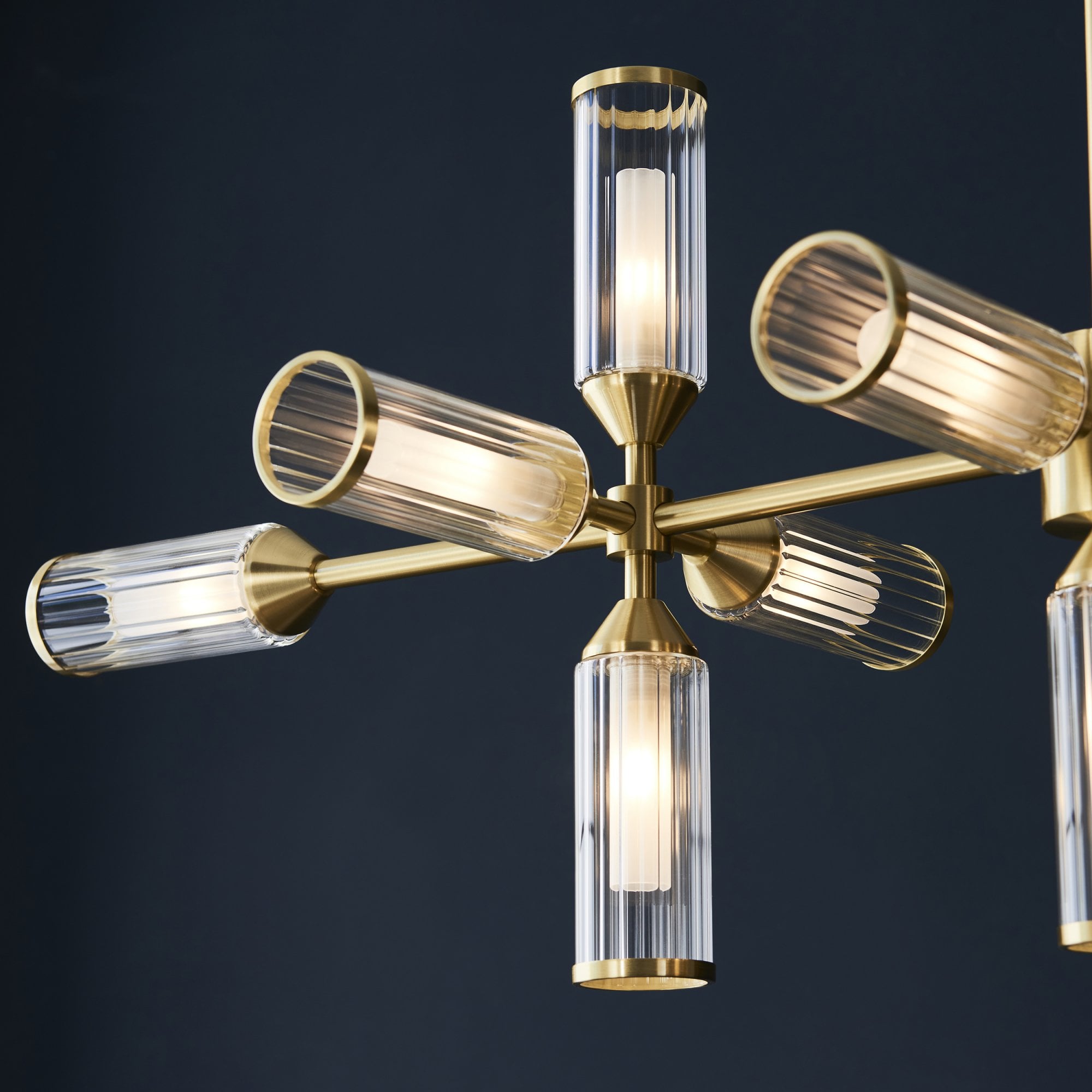 Utopia Matrix 13 Light Pendant - Satin Brass Plate with Clear & Frosted Glass