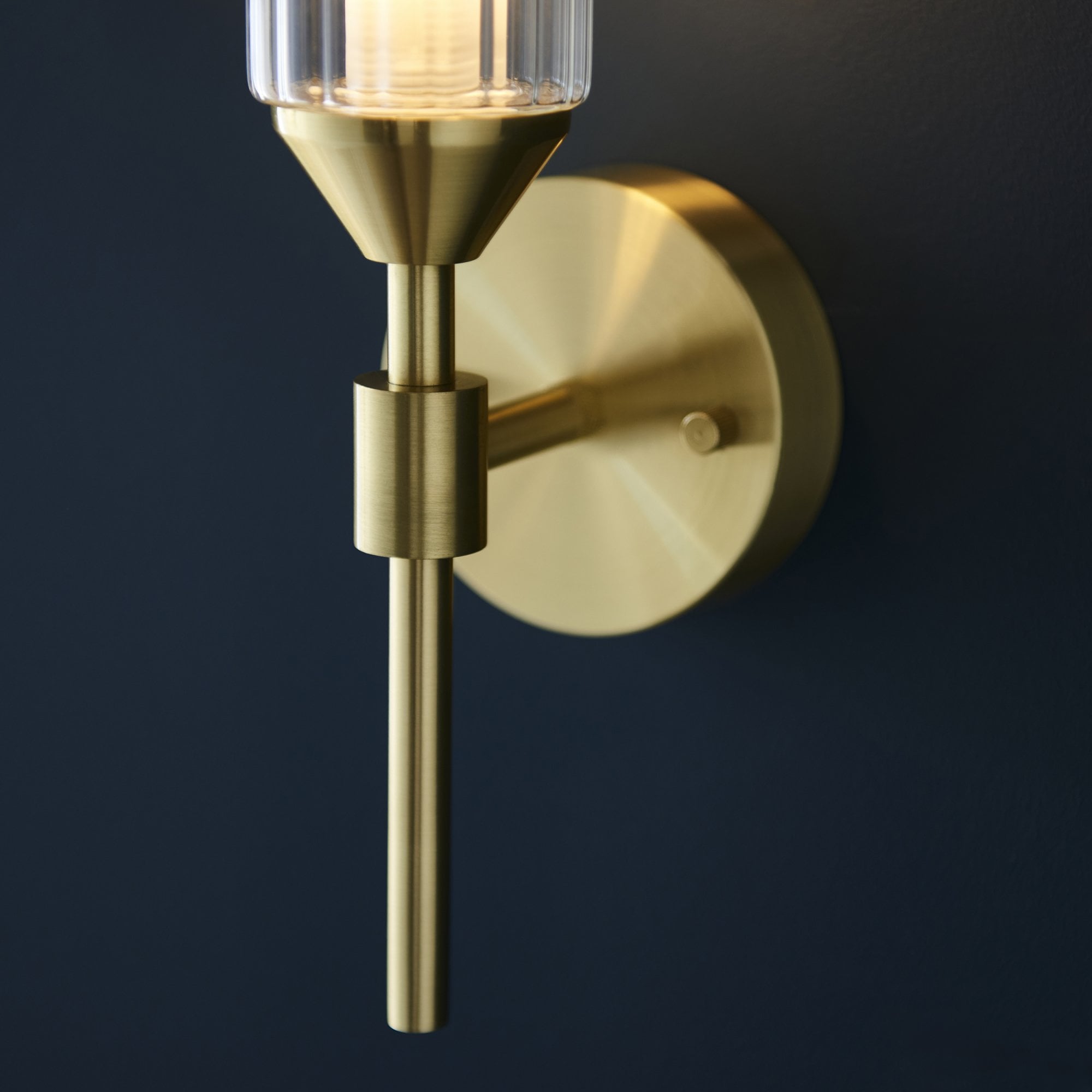 Utopia Matrix Single Wall Light - Satin Brass Plate with Clear & Frosted Glass