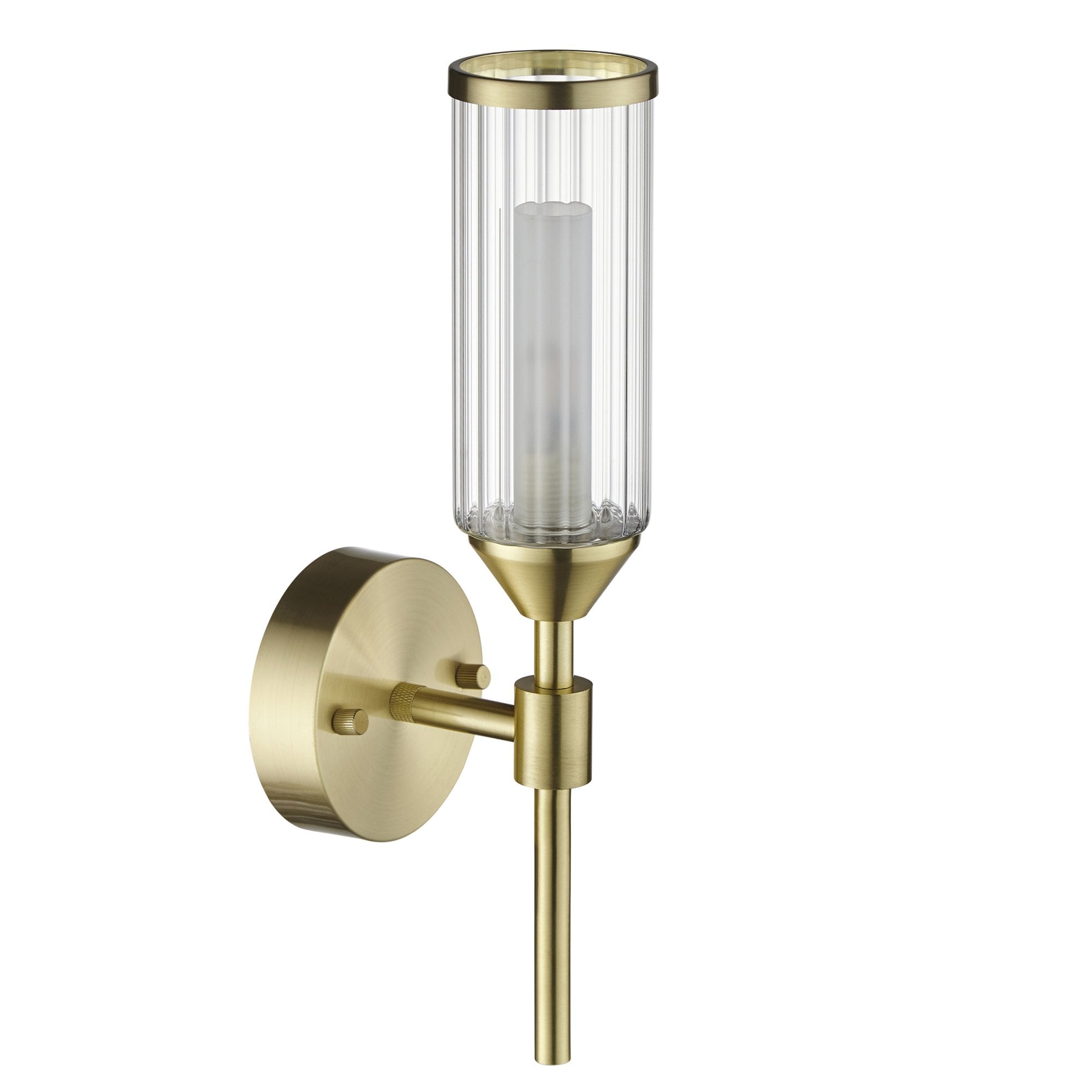 Utopia Matrix Single Wall Light - Satin Brass Plate with Clear & Frosted Glass