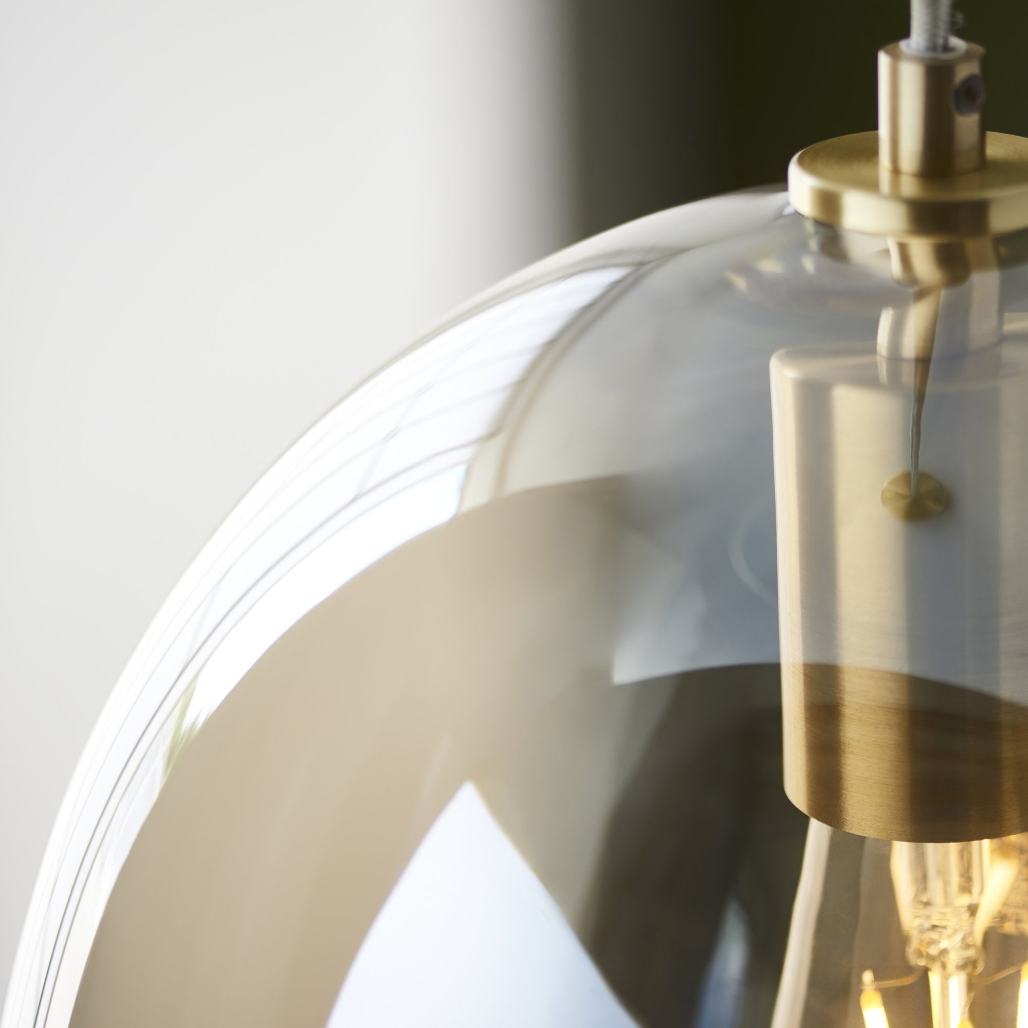 Endon Kelda Oval Single Pendant - Satin Brass Plate & Champagne Lustre Glass