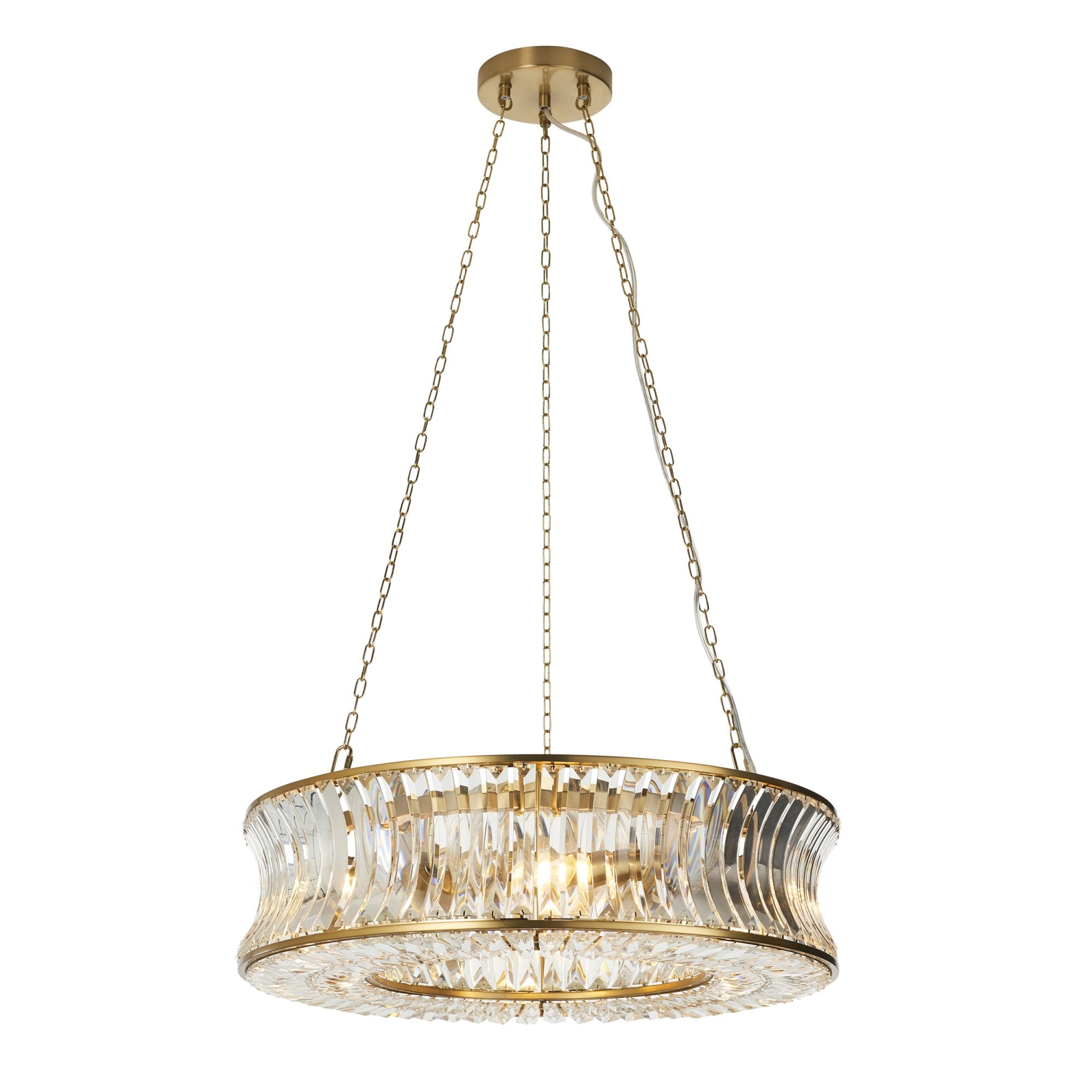 Utopia Bow 6 Light Pendant - Warm Brass Plate with Crystal & Clear Glass