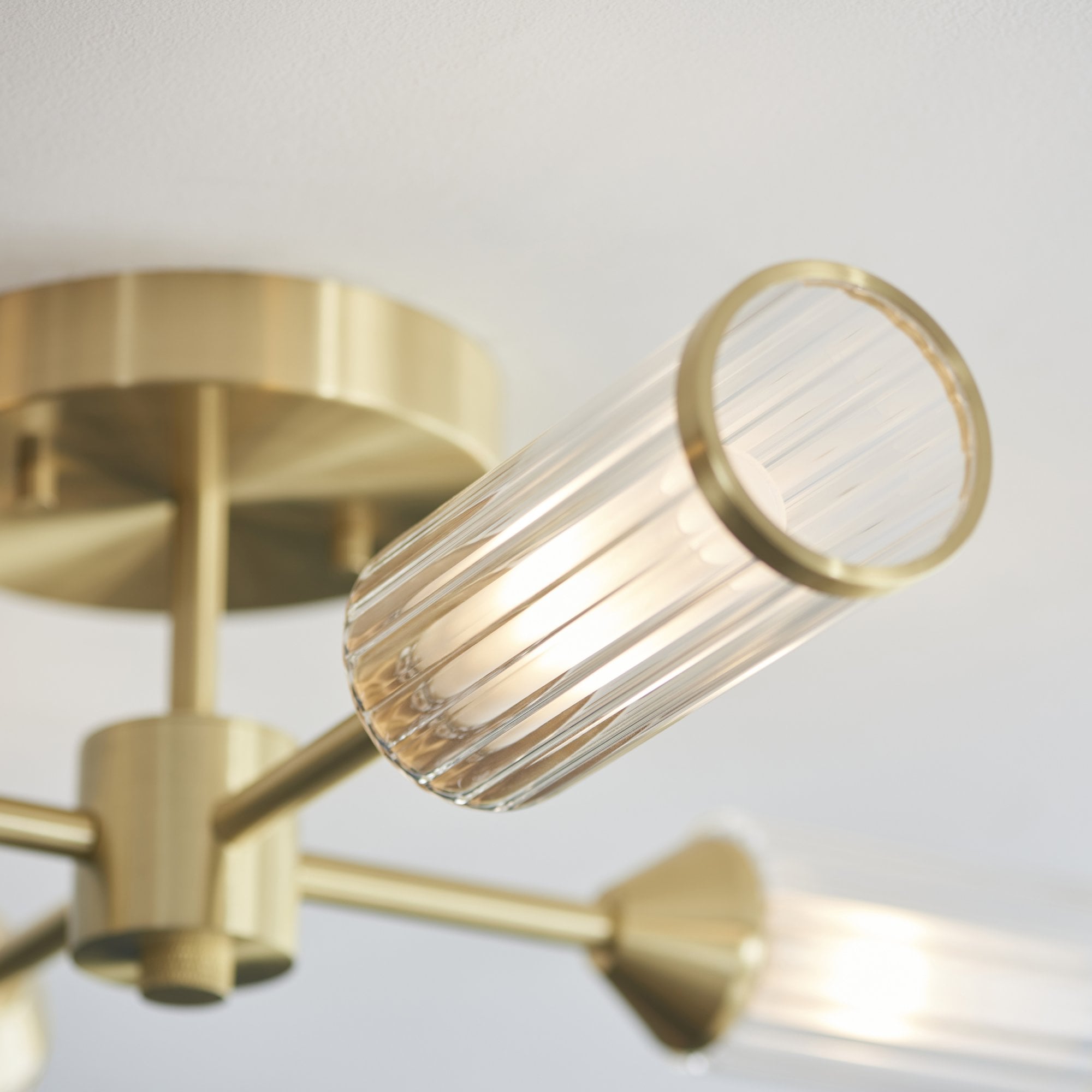 Utopia Matrix 4 Light Semi-Flush - Satin Brass Plate with Clear & Frosted Glass