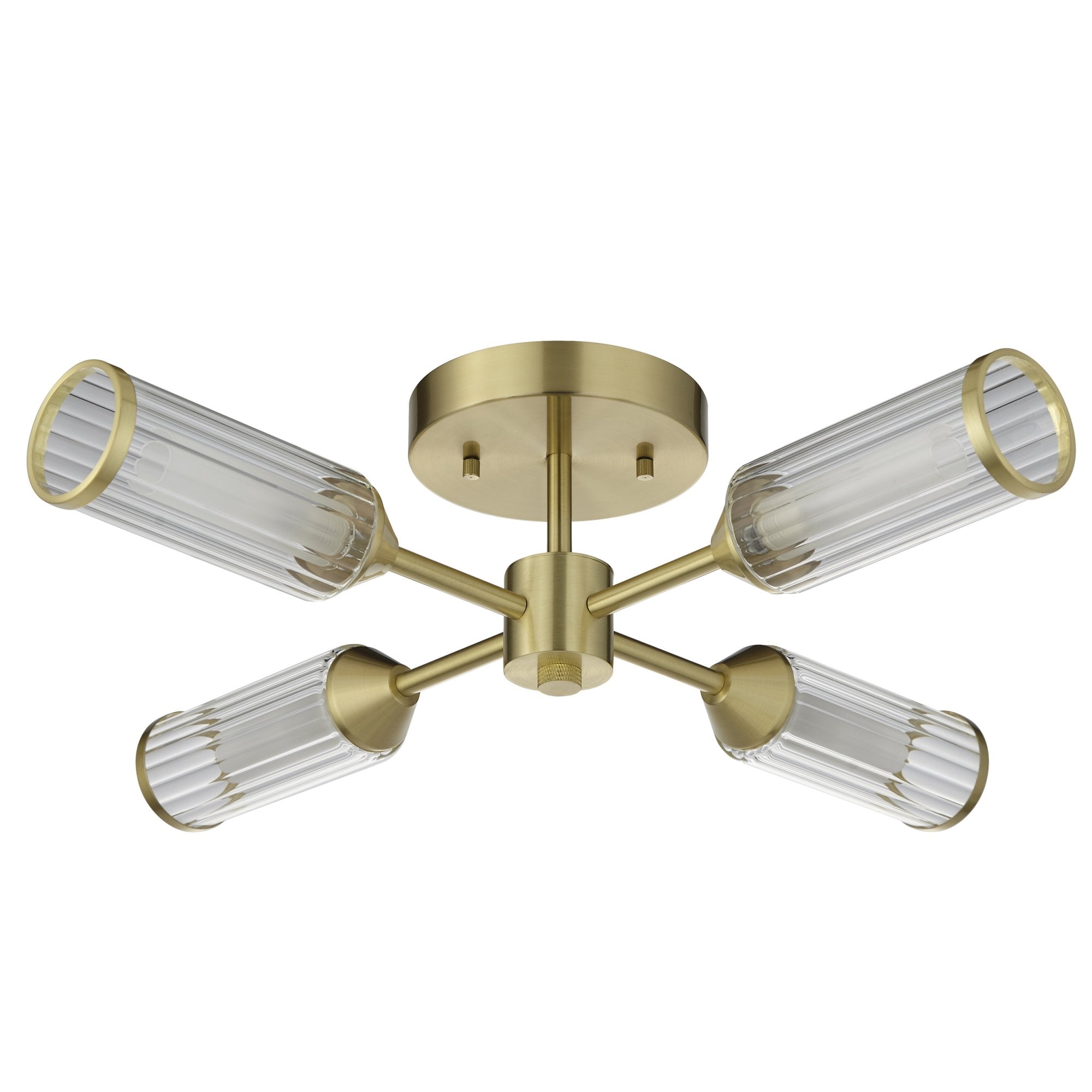 Utopia Matrix 4 Light Semi-Flush - Satin Brass Plate with Clear & Frosted Glass