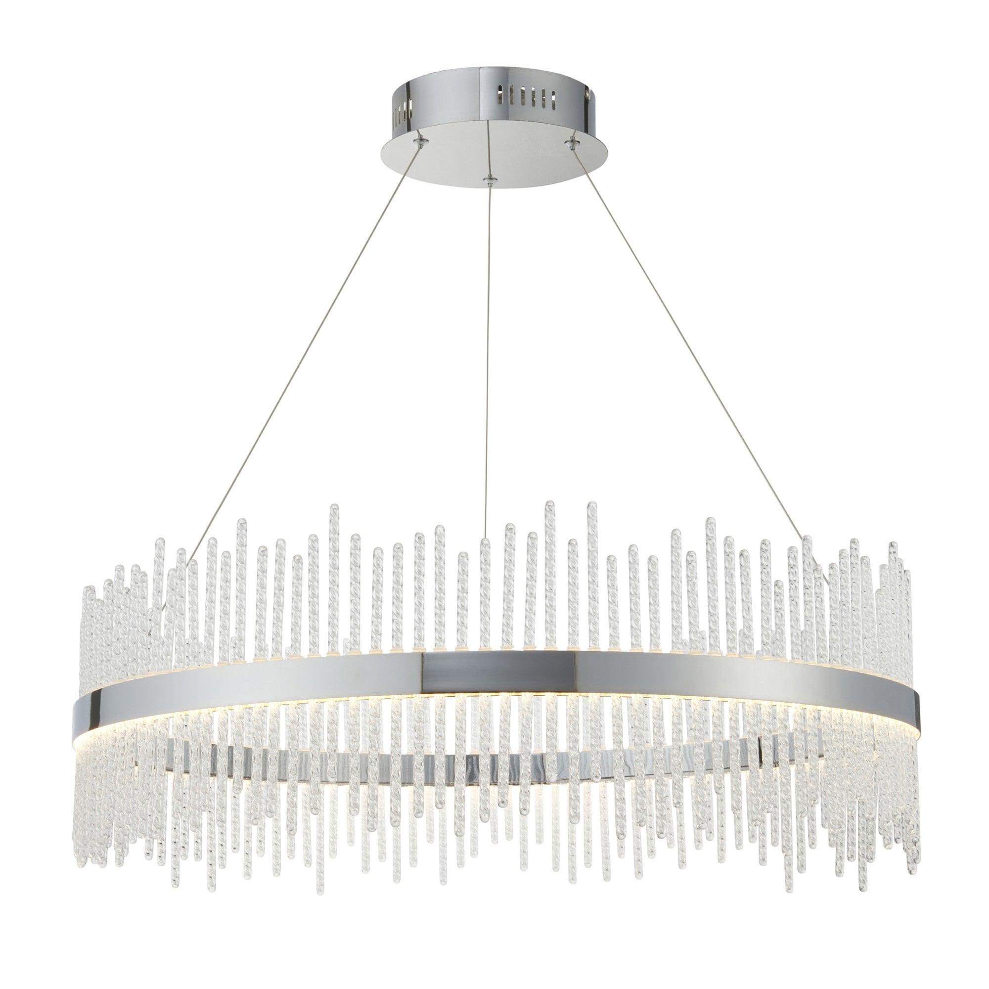Utopia Twist Large Pendant - Chrome Plate & Clear Glass - 70cm diameter