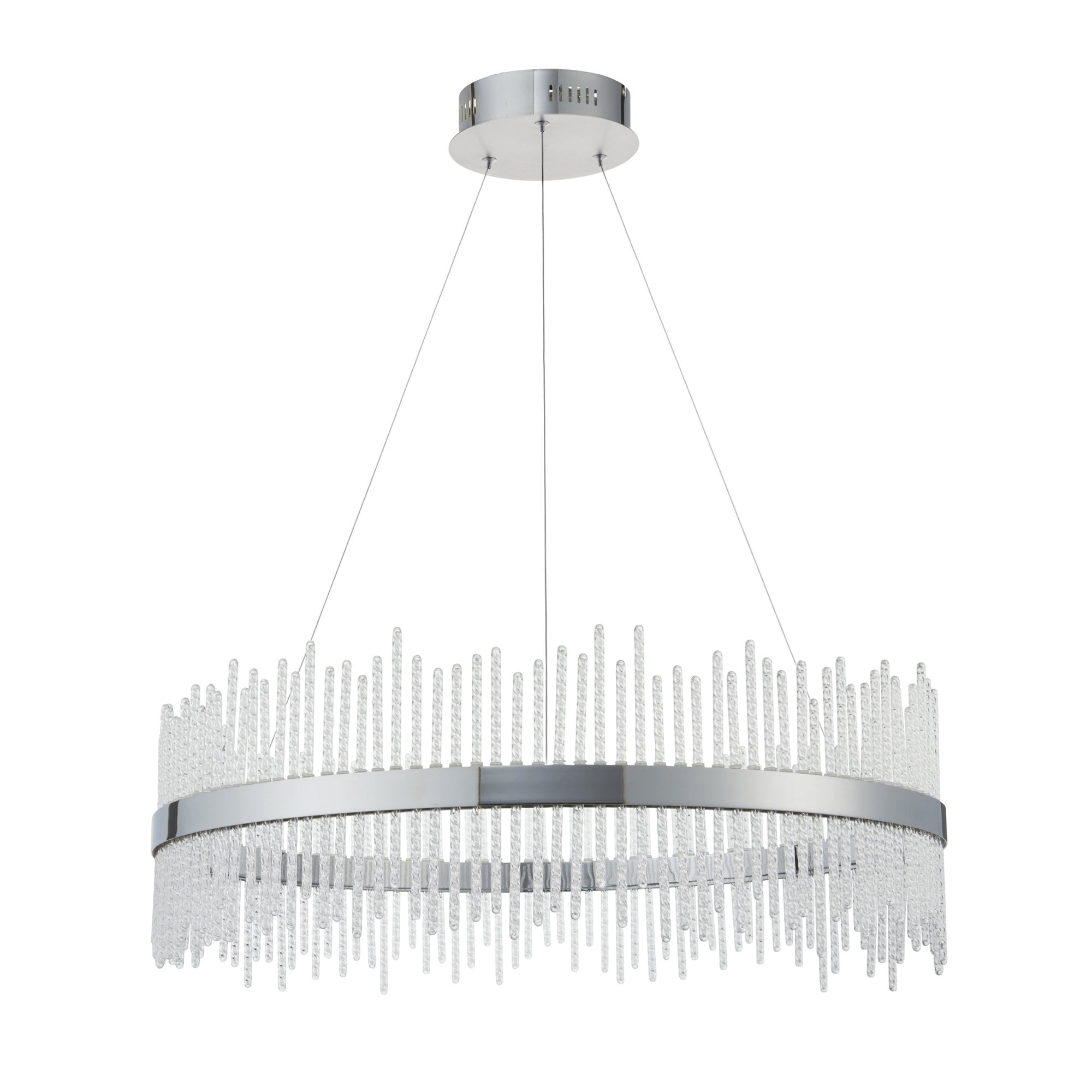 Utopia Twist Large Pendant - Chrome Plate & Clear Glass - 70cm diameter