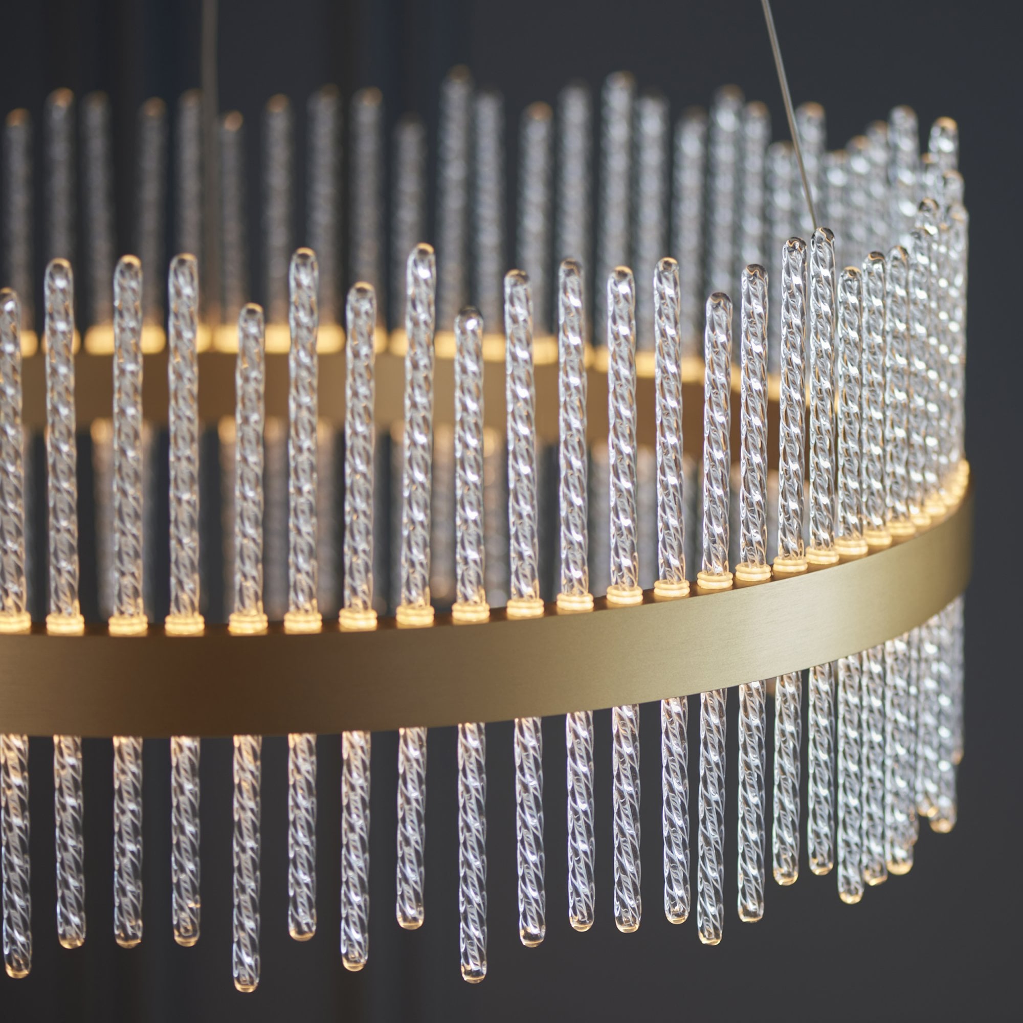 Utopia Twist Medium Pendant - Brushed Gold Plate & Clear Glass - 51cm diameter