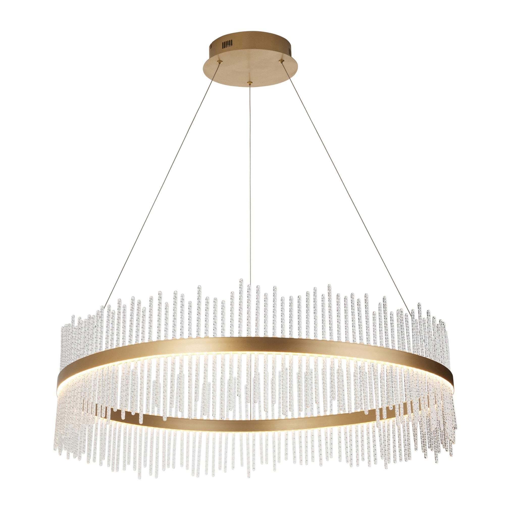 Utopia Twist Grand Pendant - Brushed Gold Plate & Clear Glass - 89cm diameter