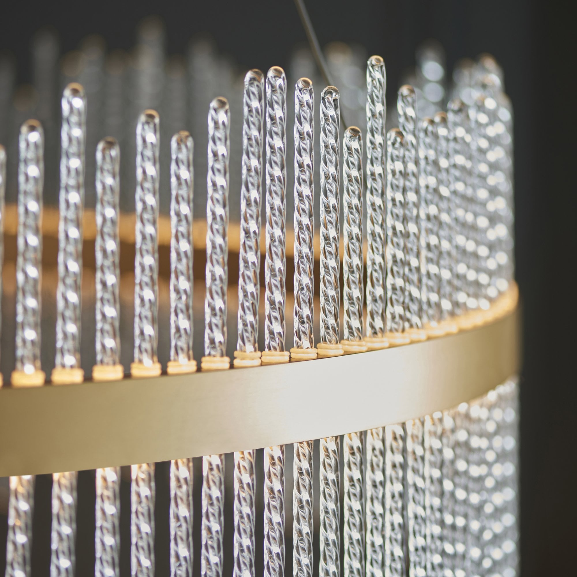 Utopia Twist Grand Pendant - Brushed Gold Plate & Clear Glass - 89cm diameter