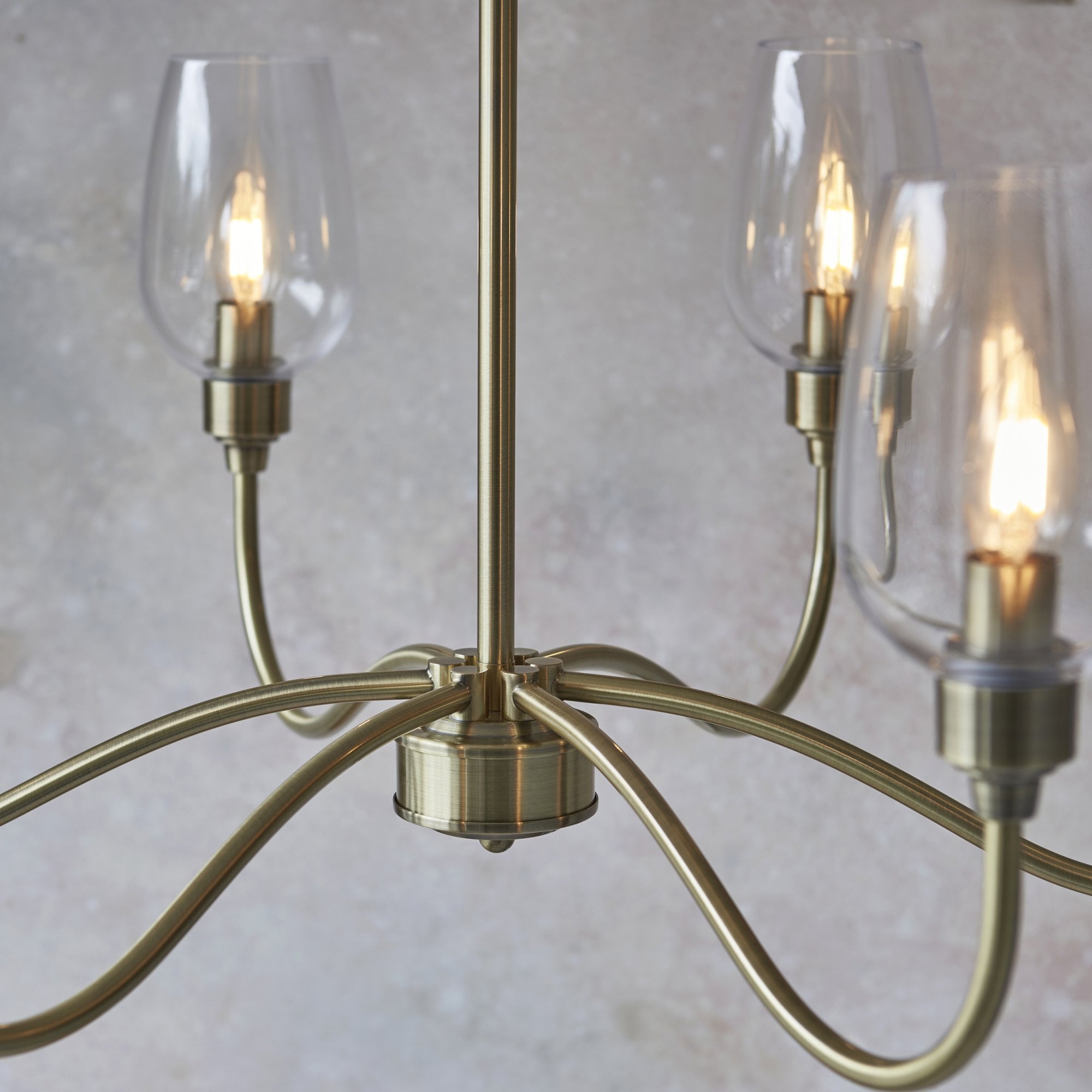 Utopia Walton 6 Light Pendant - Antique Brass Plate & Clear Glass