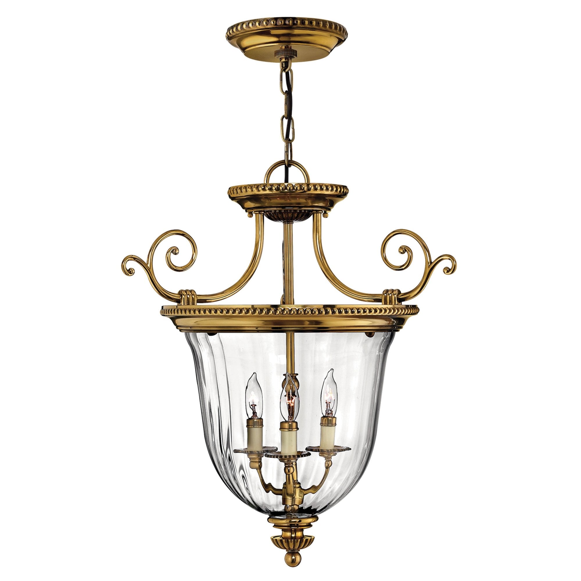 Hinkley Cambridge 3 Light Small Pendant - Burnished Brass