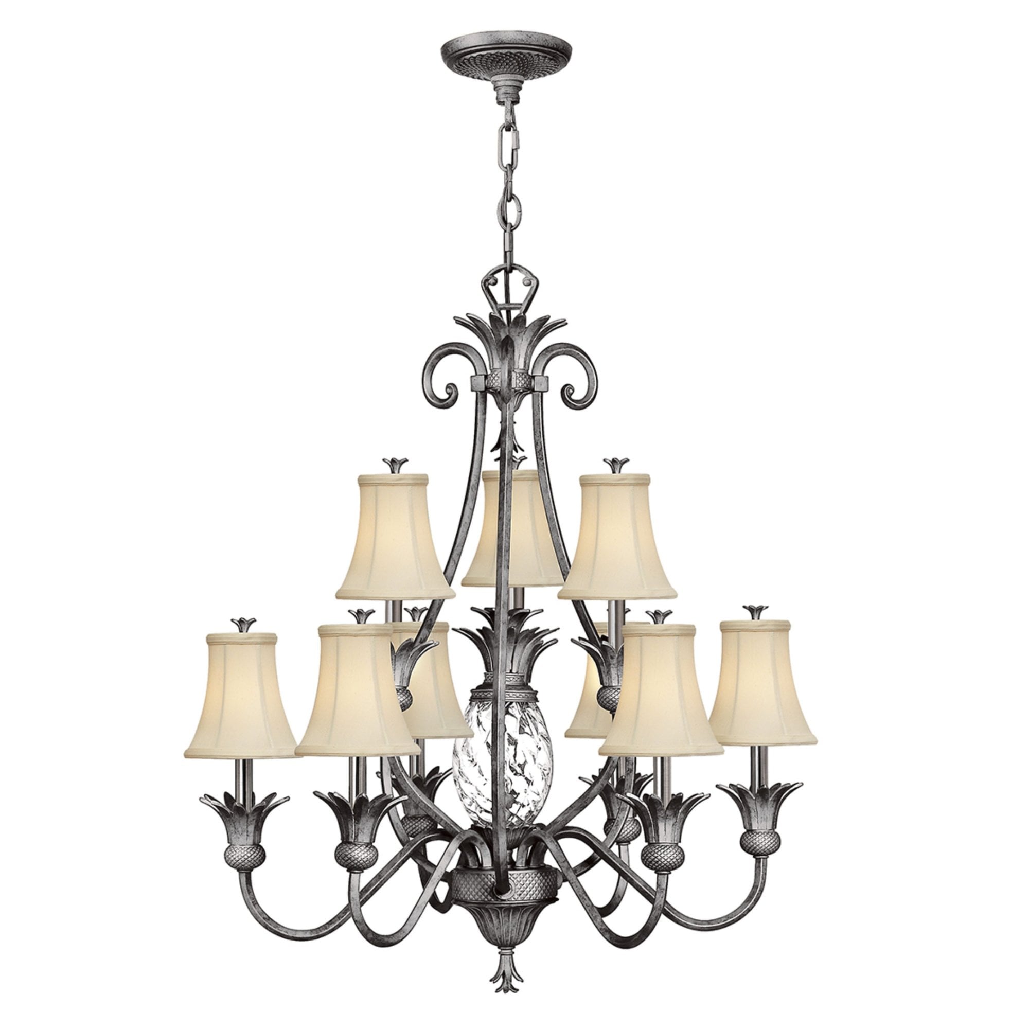 Hinkley Plantation 10 Light Chandelier - Polished Antique Nickel