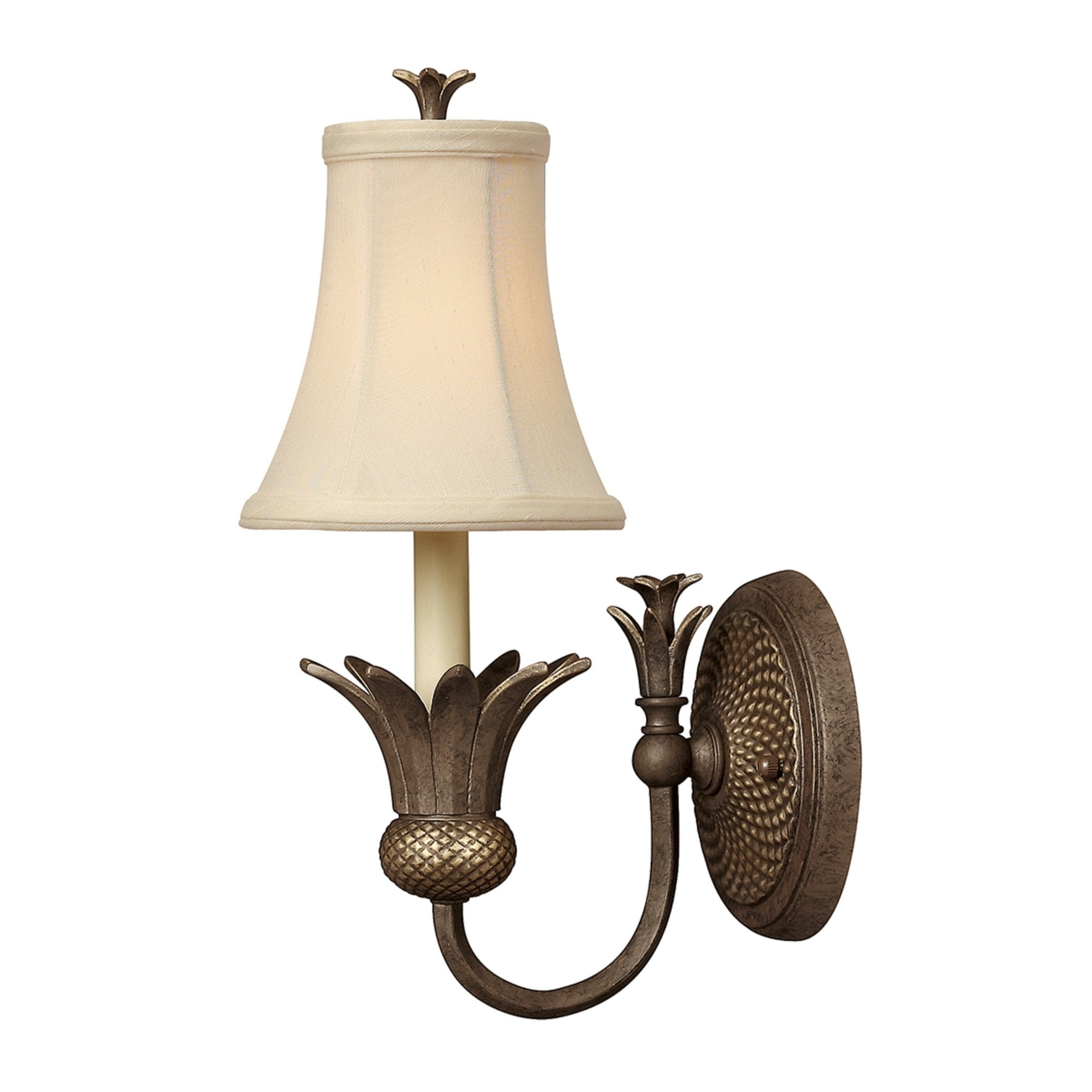 Hinkley Plantation Single Wall Light - Pearl Bronze & Linen Shade