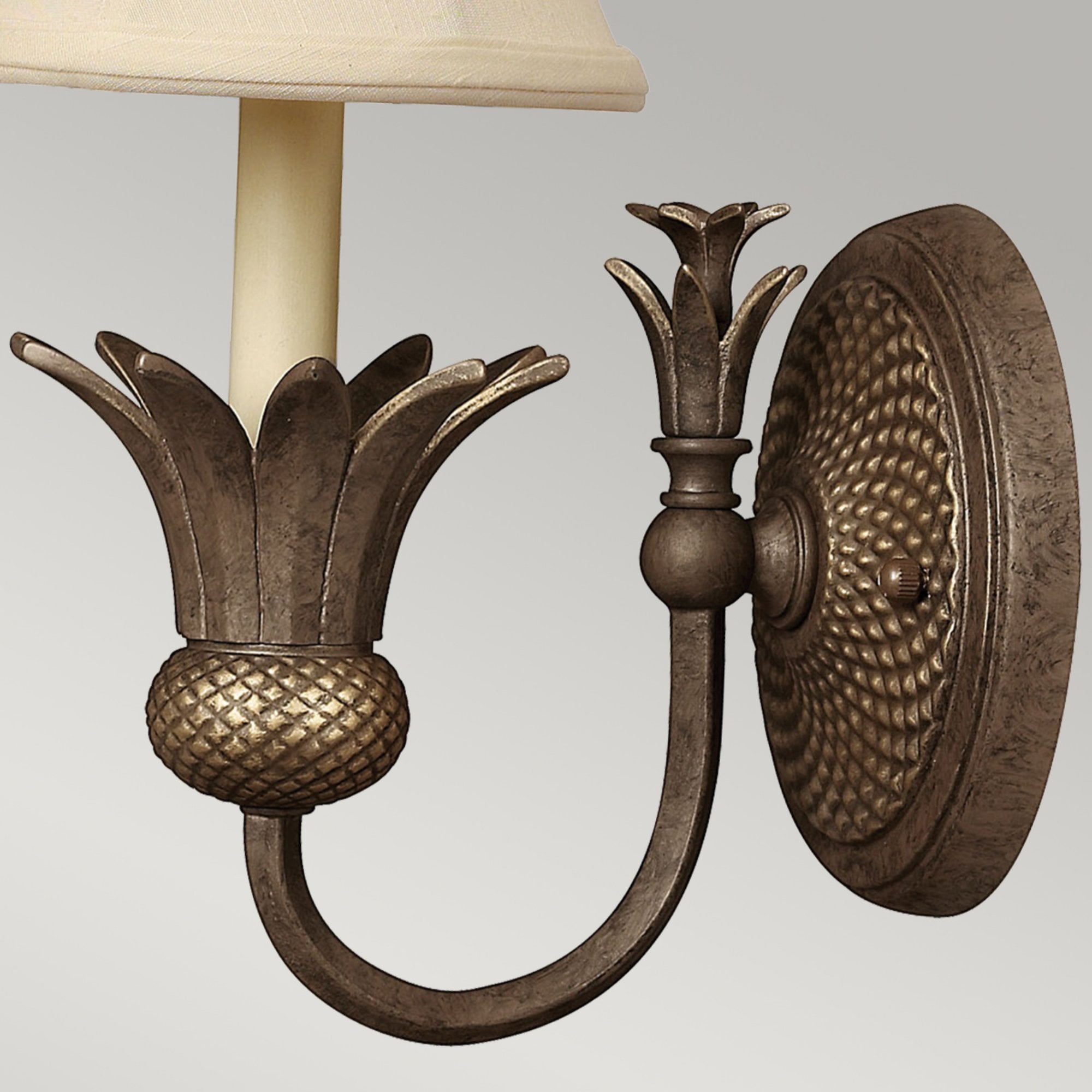 Hinkley Plantation Single Wall Light - Pearl Bronze & Linen Shade