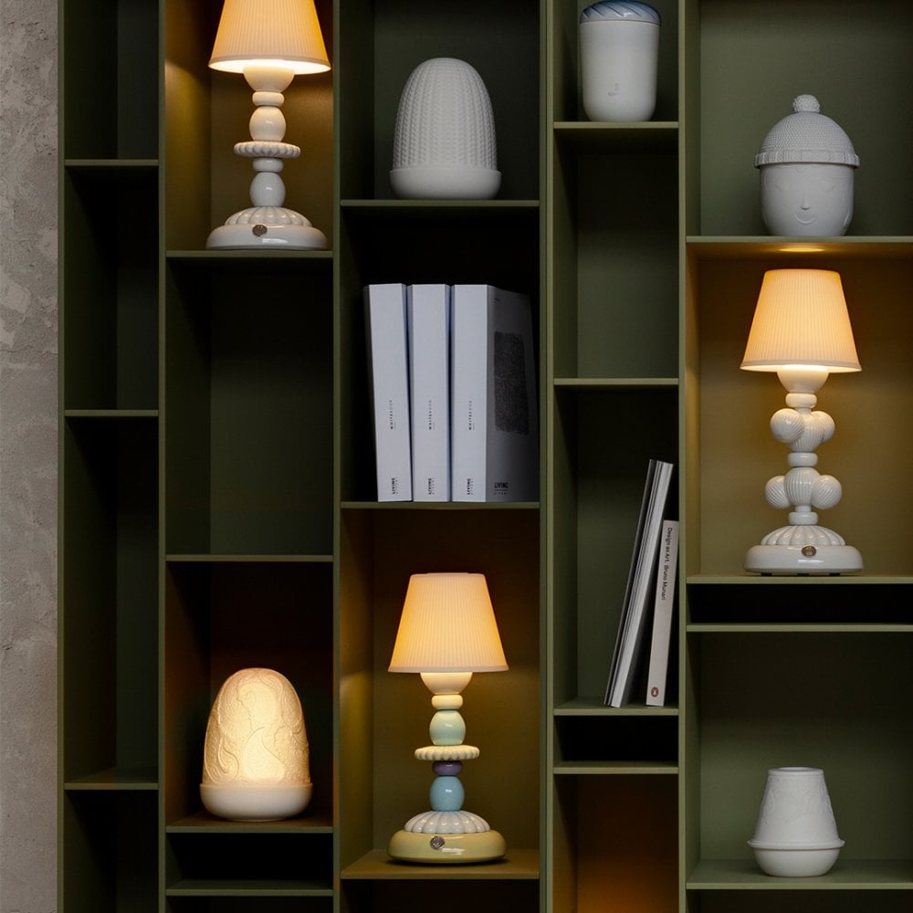 Lladro Lotus Firefly Table Lamp - Green & Blue