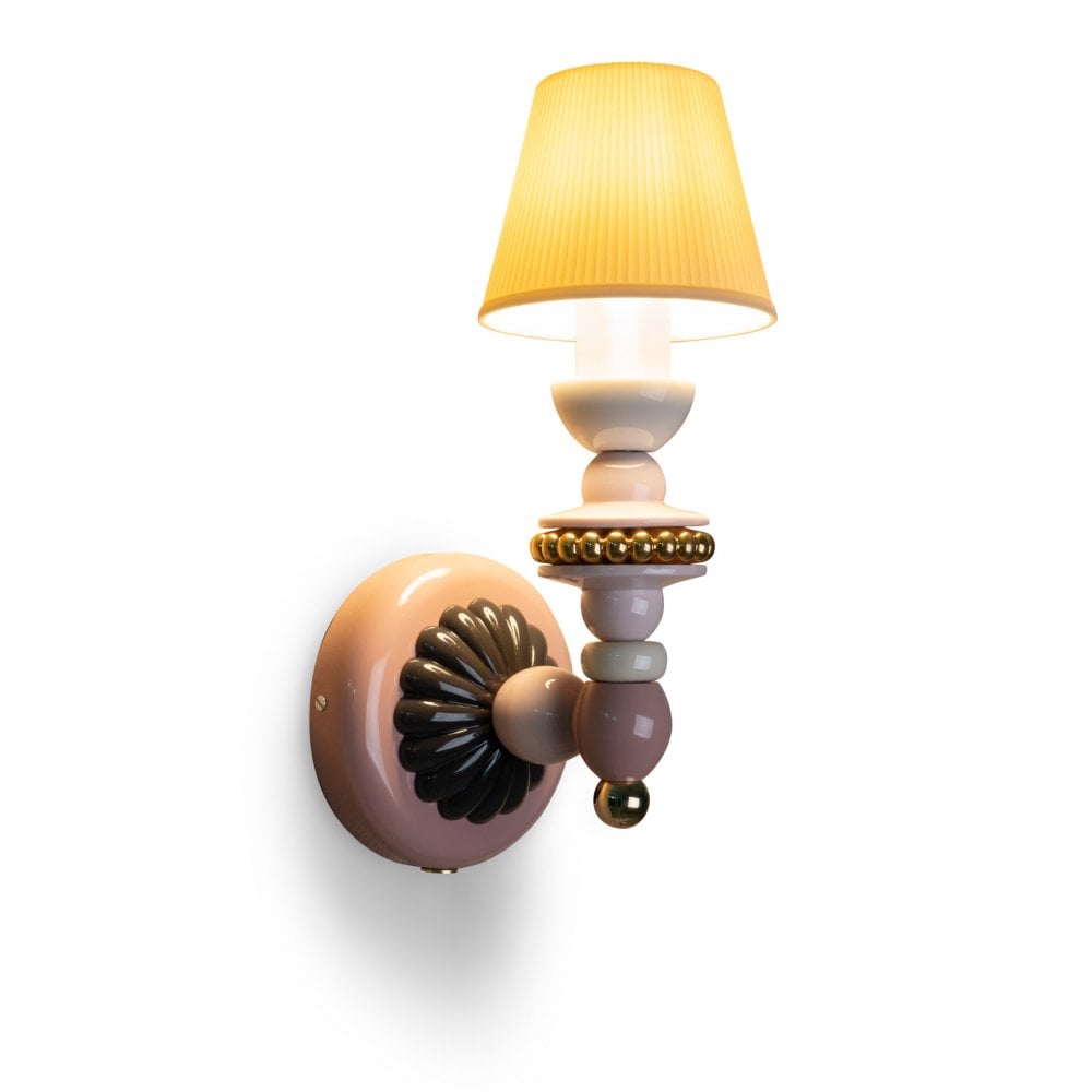 Lladro Firefly Wall Sconce Light - Pink & Gold
