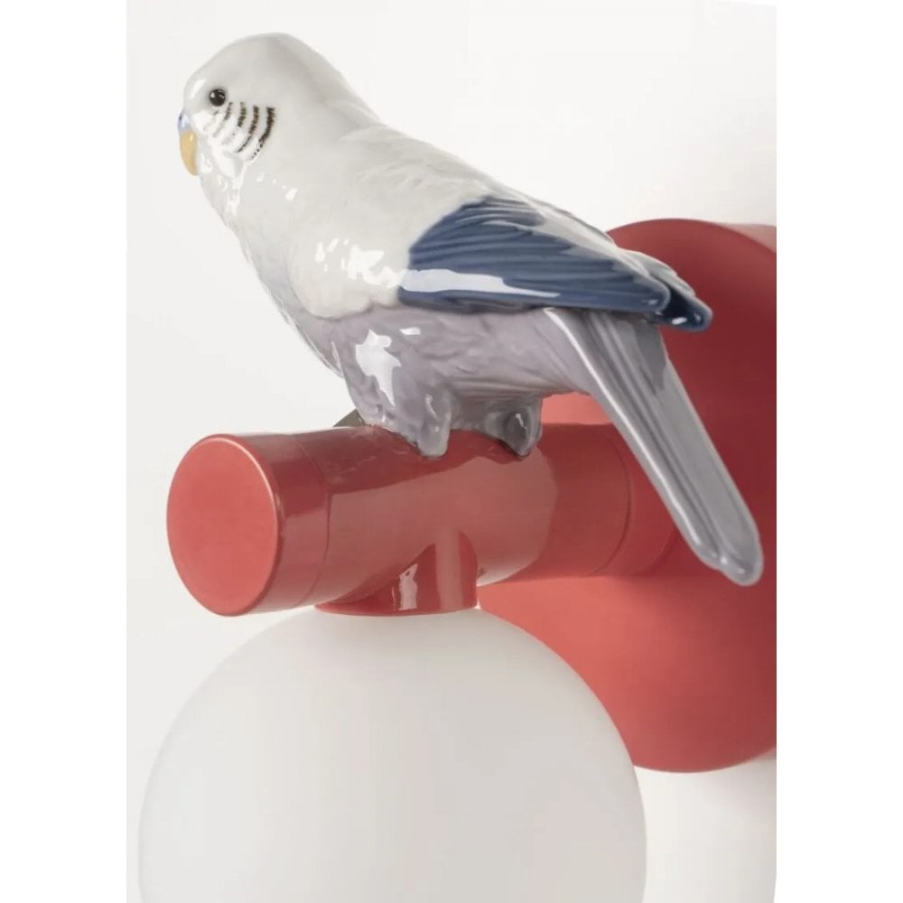 Lladro Parrot Left Wall Sconce Light - Coral