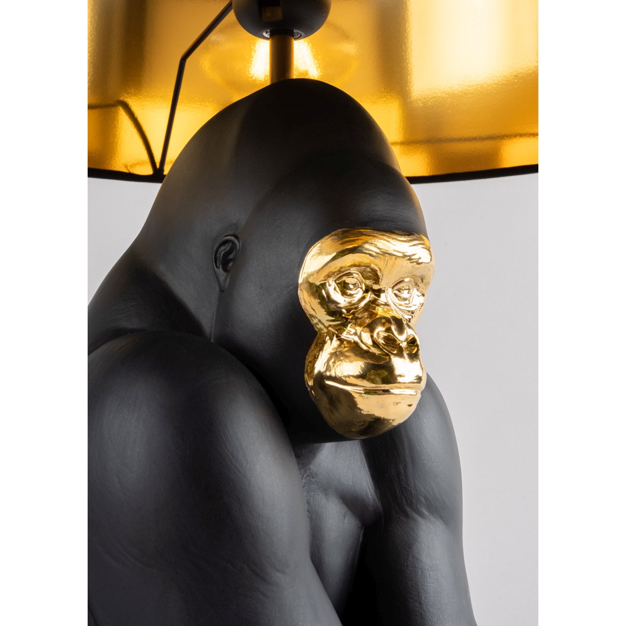 Lladro Gorilla Lamp - Black & Gold