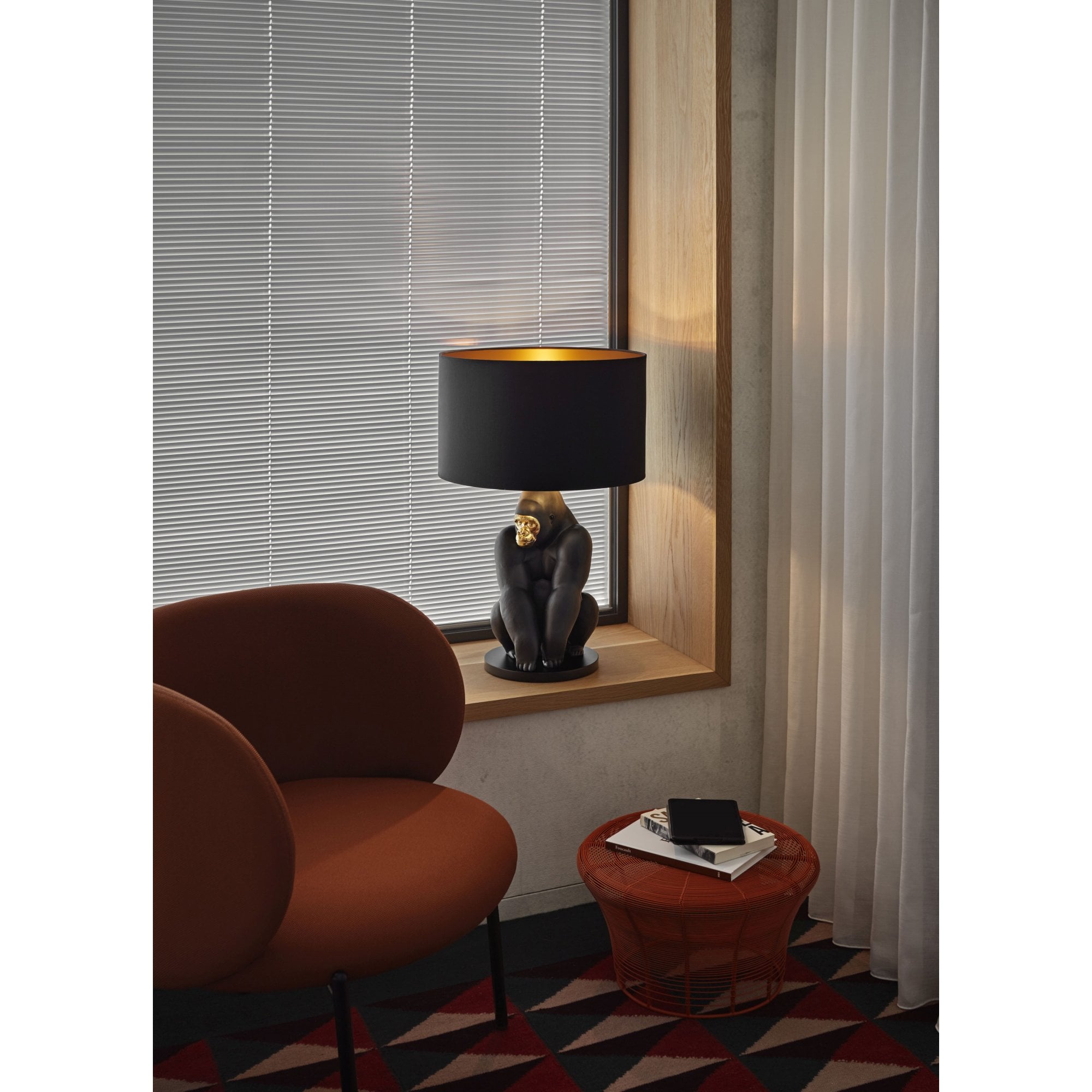 Lladro Gorilla Lamp - Black & Gold