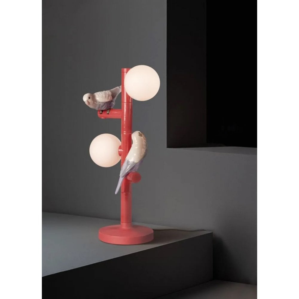 Lladro Parrot Table Lamp - Coral