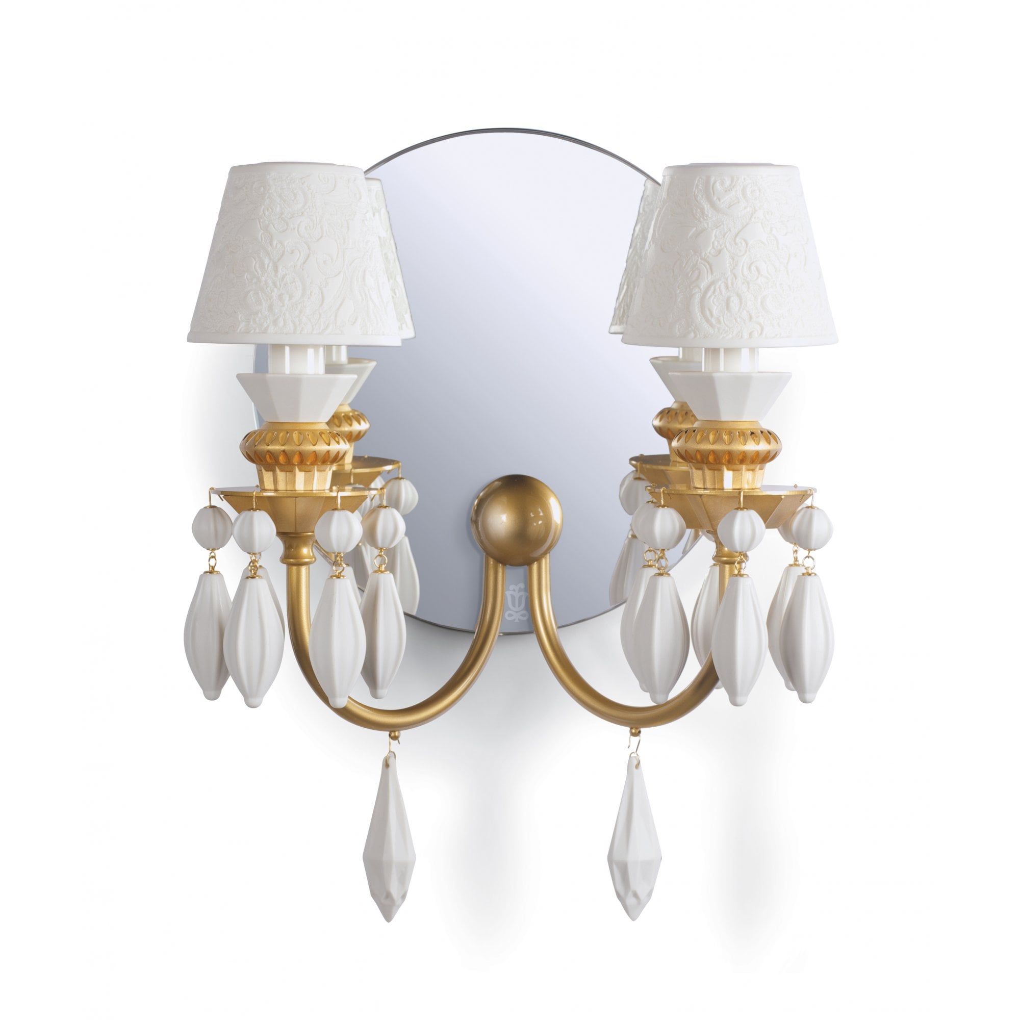 Lladro Belle De Nuit 2 Light Wall Sconce Light - Golden Luster