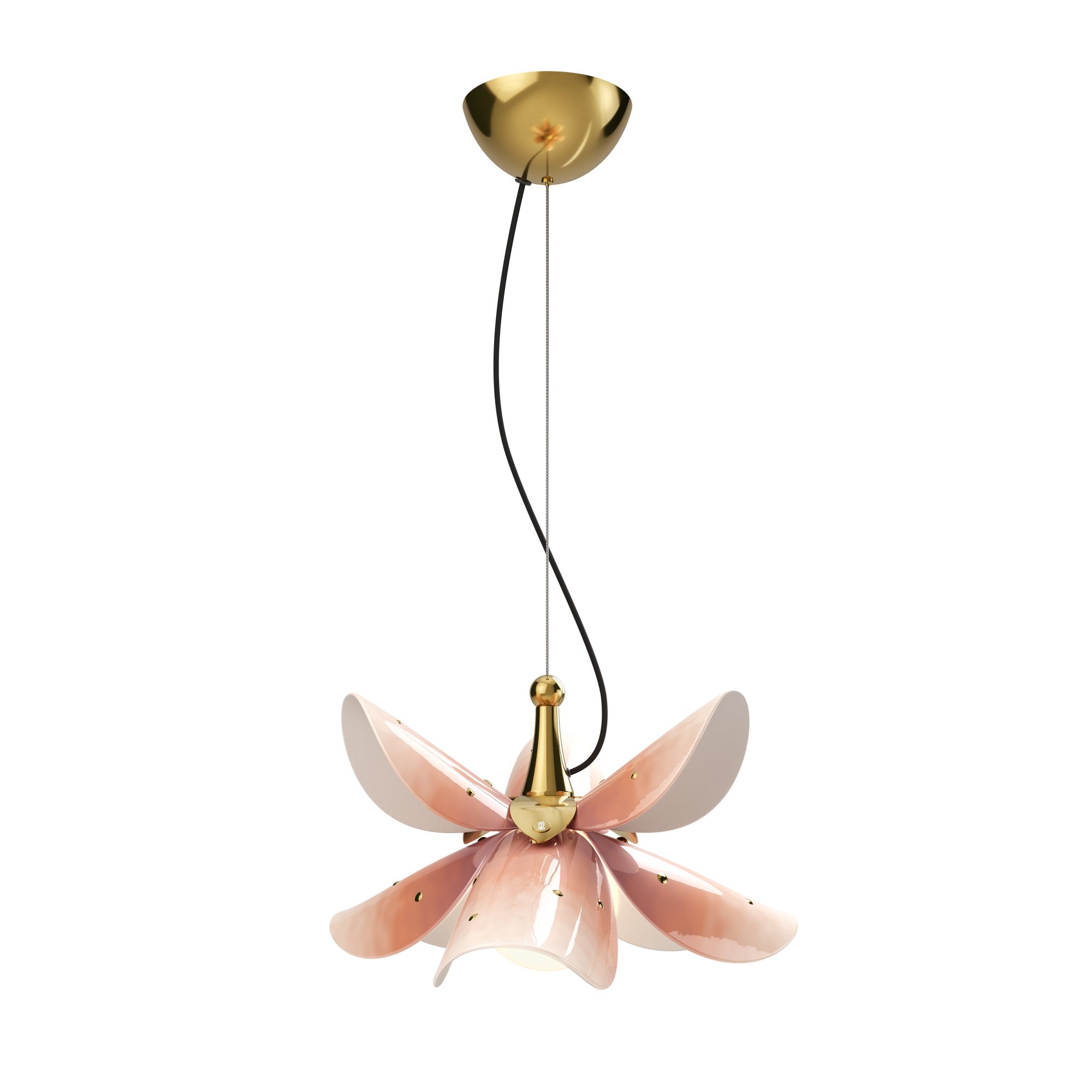 Lladro Blossom Hanging Lamp - Pink & Golden Luster