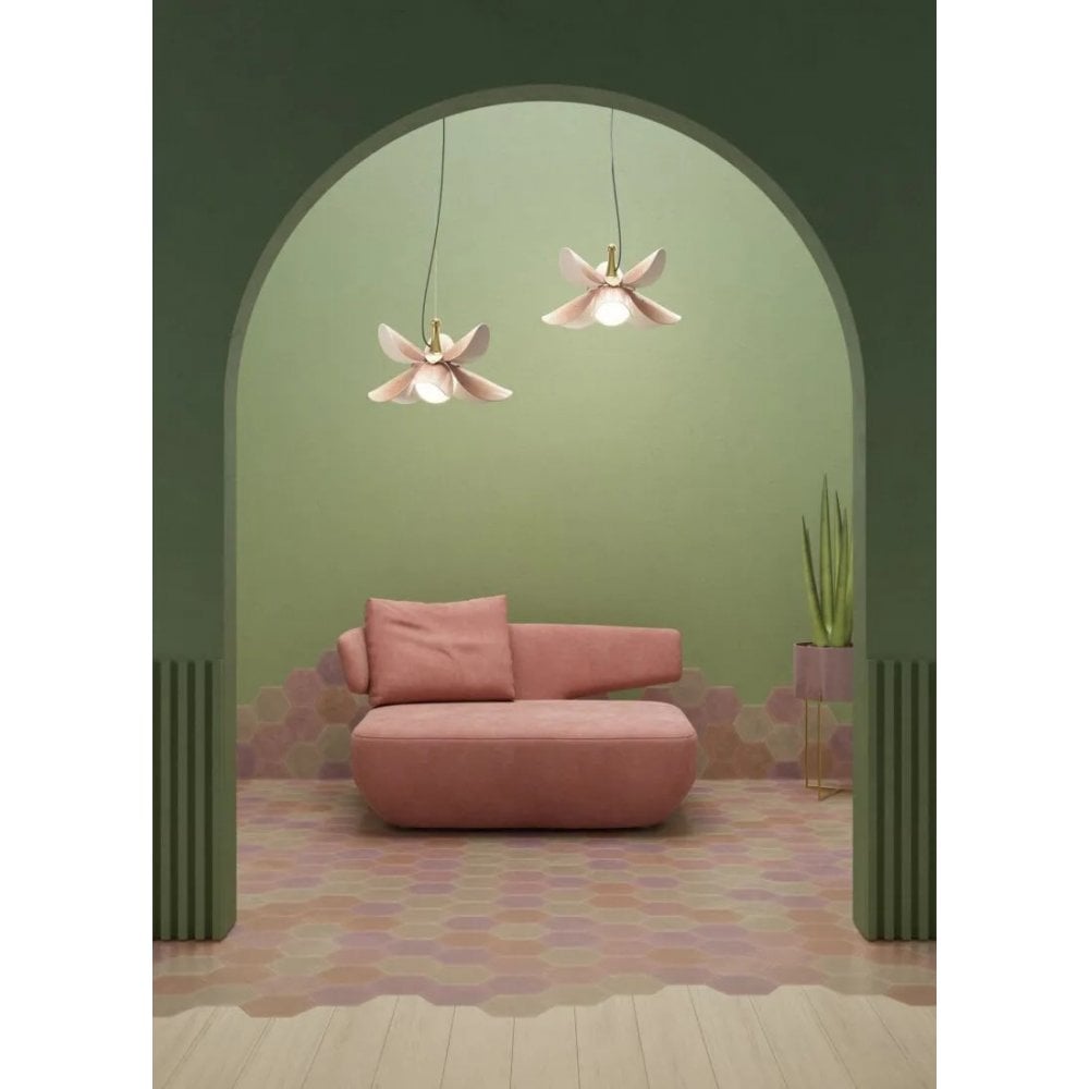Lladro Blossom Hanging Lamp - Pink & Golden Luster