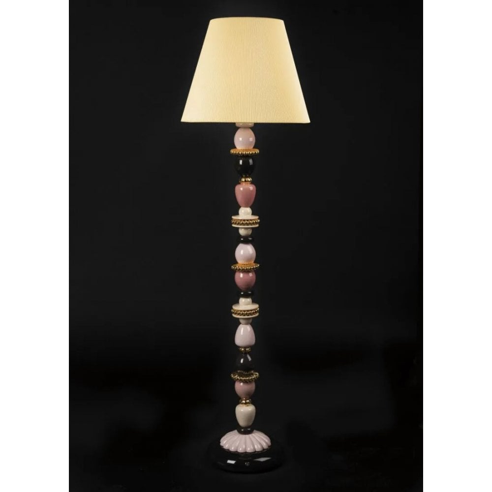 Lladro Firefly Floor Lamp - Pink & Golden Luster