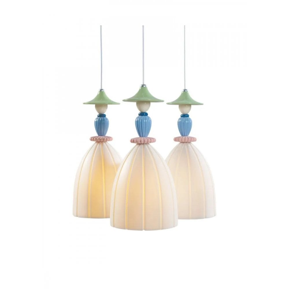 Lladro Mademoiselle 3 Light Round Canopy Ceiling Lamp - Sharing Secrets