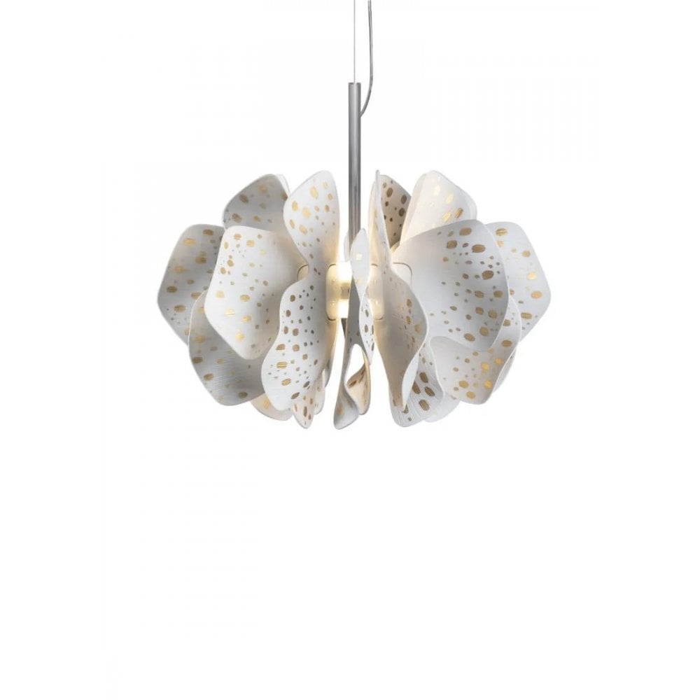 Lladro Nightbloom 40cm Hanging Lamp - White & Gold