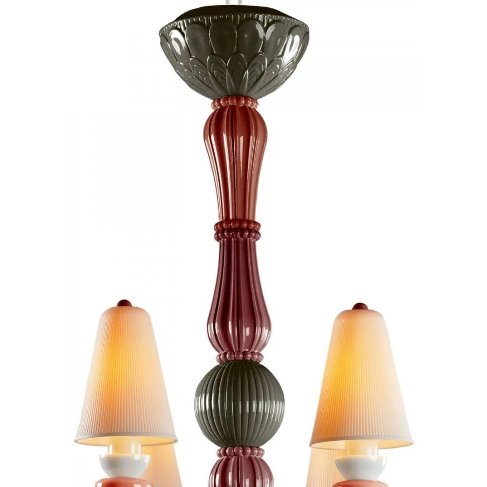 Lladro Ivy & Seed 8 Light Chandelier - Red Coral
