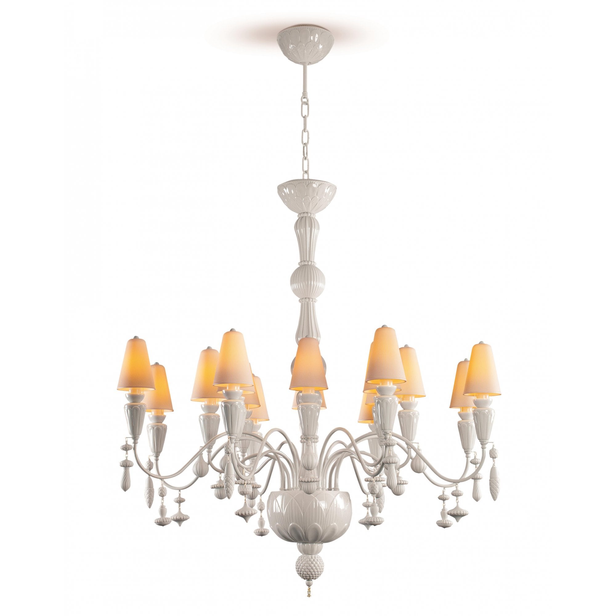 Lladro Ivy & Seed 16 Light Medium Flat Chandelier - White