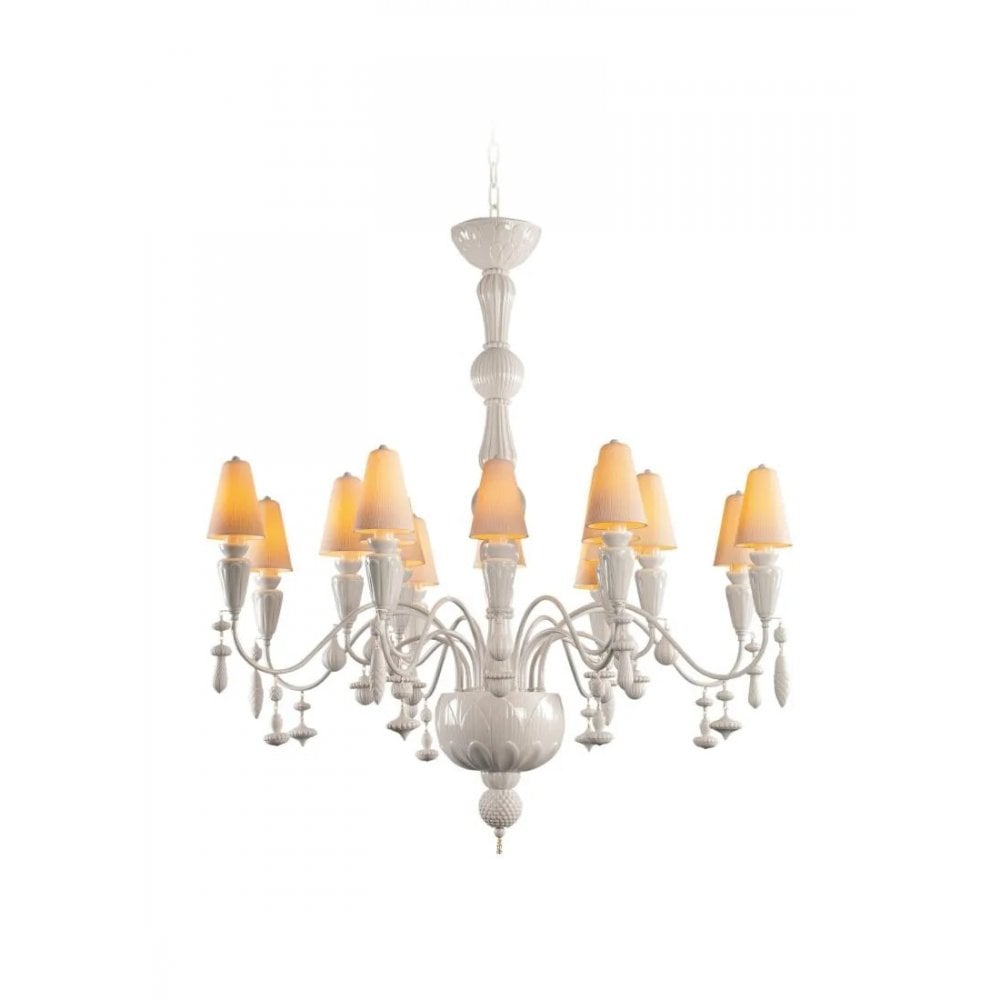 Lladro Ivy & Seed 16 Light Medium Flat Chandelier - White