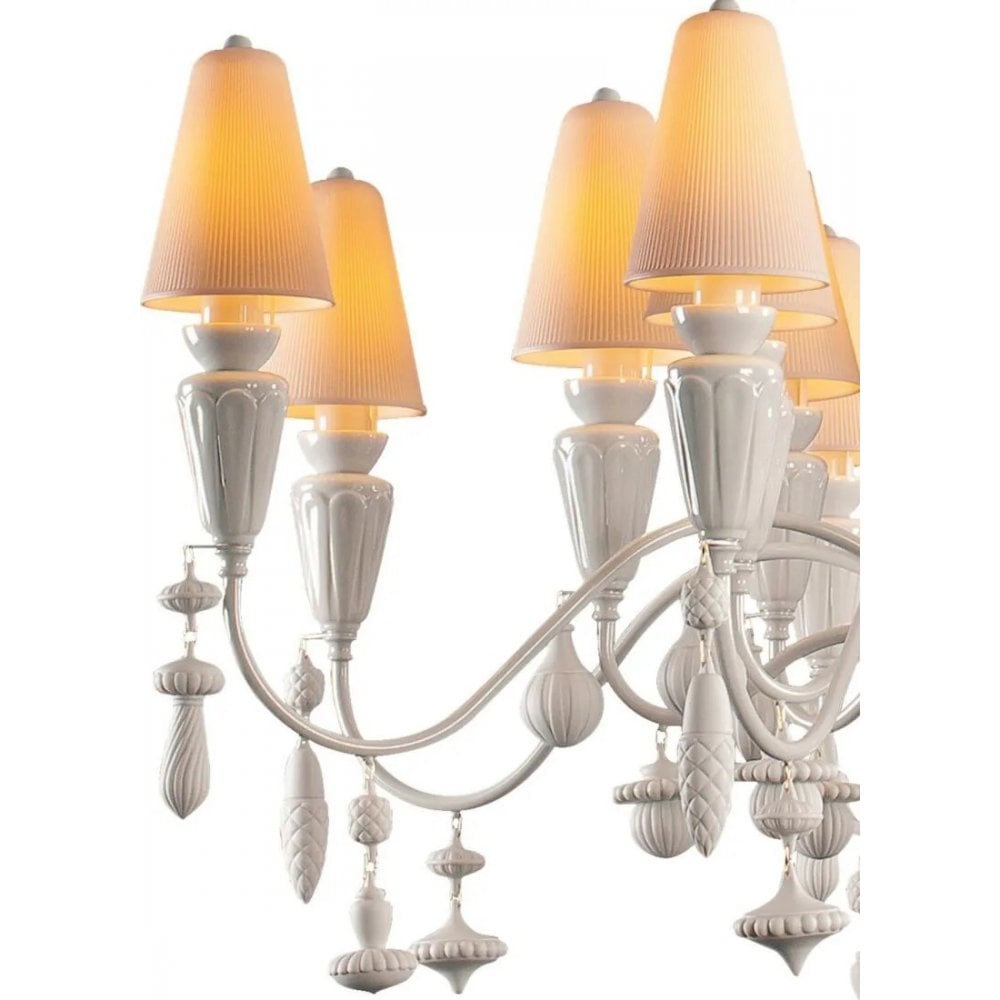 Lladro Ivy & Seed 16 Light Medium Flat Chandelier - White