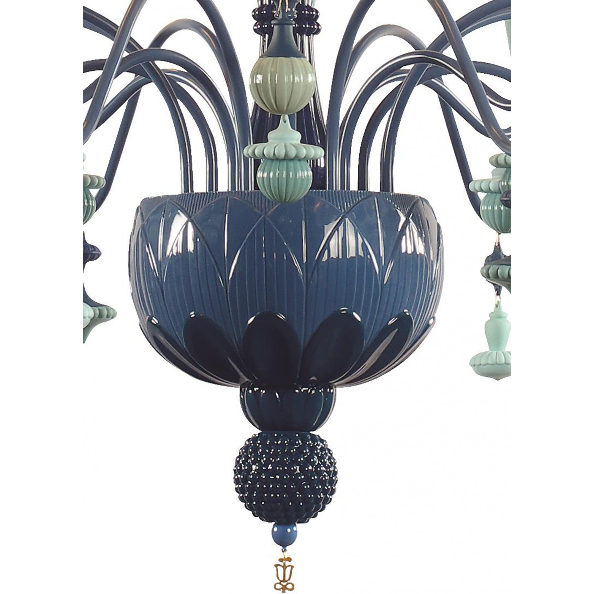 Lladro Ivy & Seed Medium Flat 16 Light Chandelier - Ocean